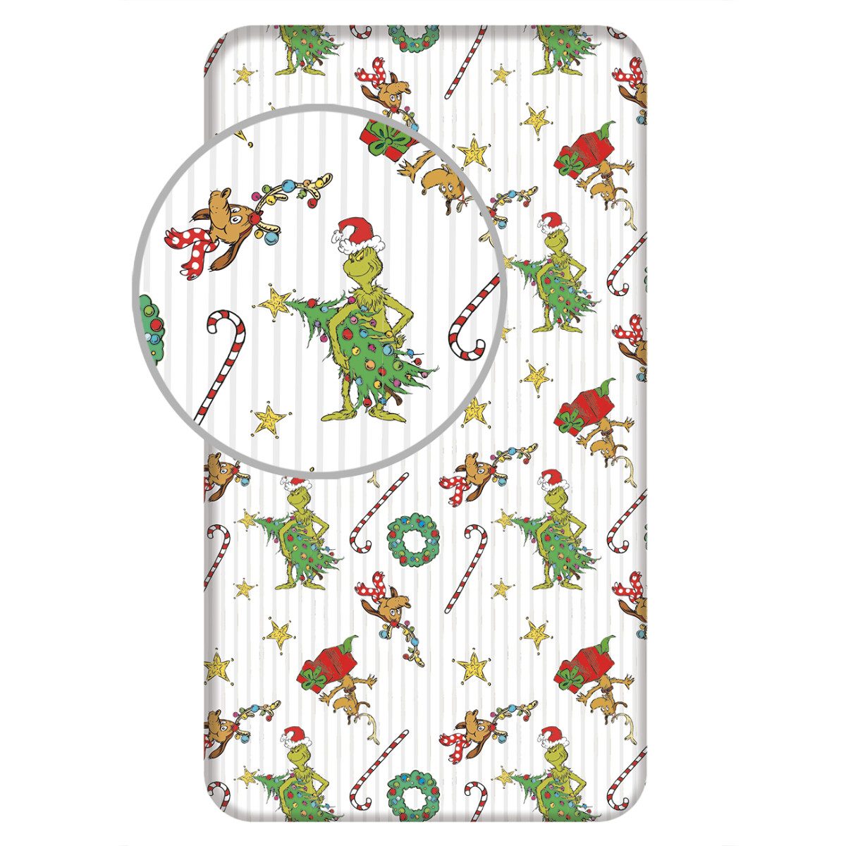 The Grinch Spannbettlaken Bettlaken 90 × 200 cm Spannbetttuch Baumwolle mit elastischen Ecken, Baumwolle