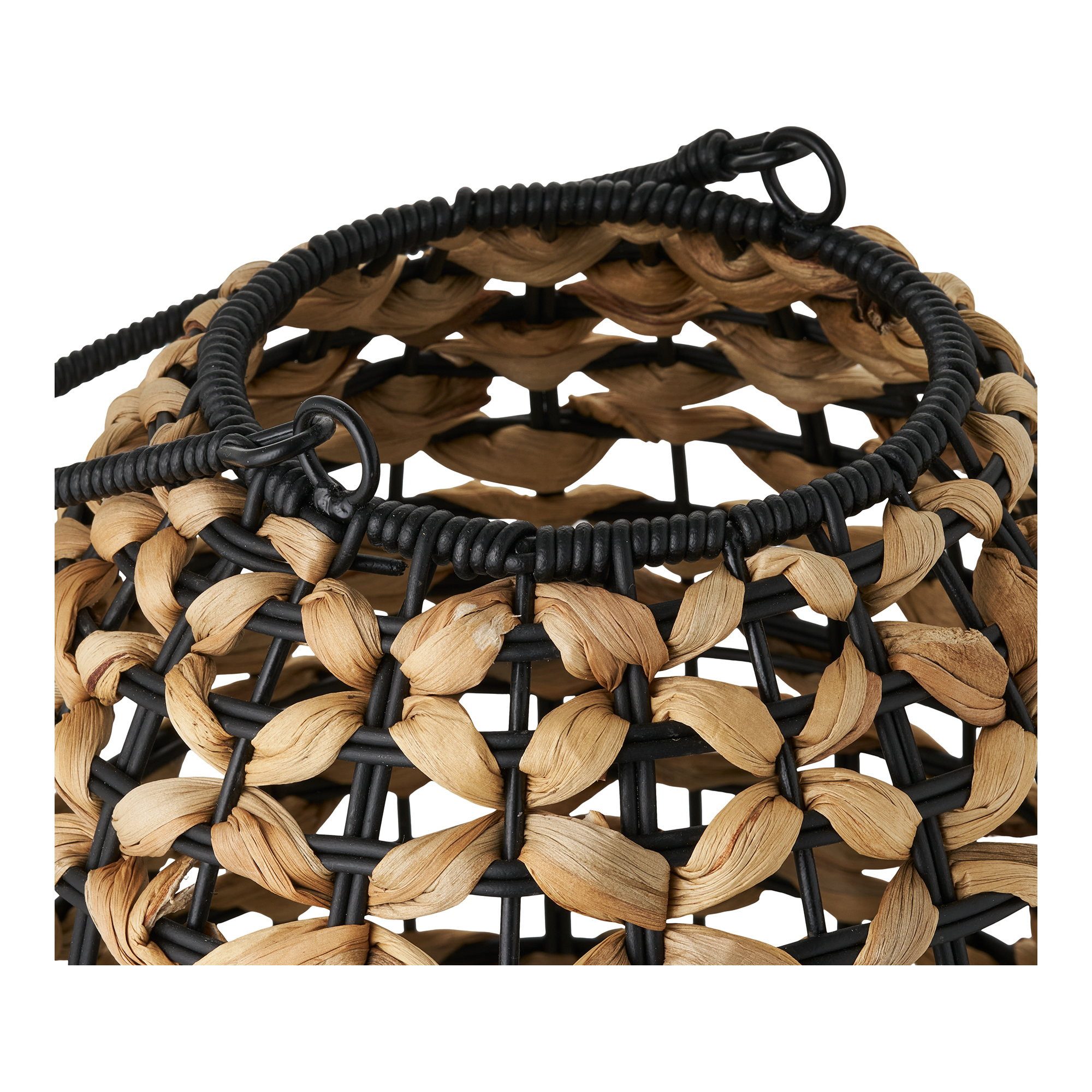 tinkaro LED Laterne Laterne Pinto aus Polyrattan und Wasserhyazinthe 24 x 24 x 28,5 cm, Windlicht aus Polyrattan und Wasserhyazinthe für Wohnbereiche