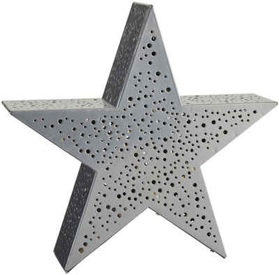 Schneider LED Stern Silver Star, LED fest integriert, Warmweiß, Höhe ca. 30 cm, mit 20 warmweißen LEDs, Batteriebetrieb