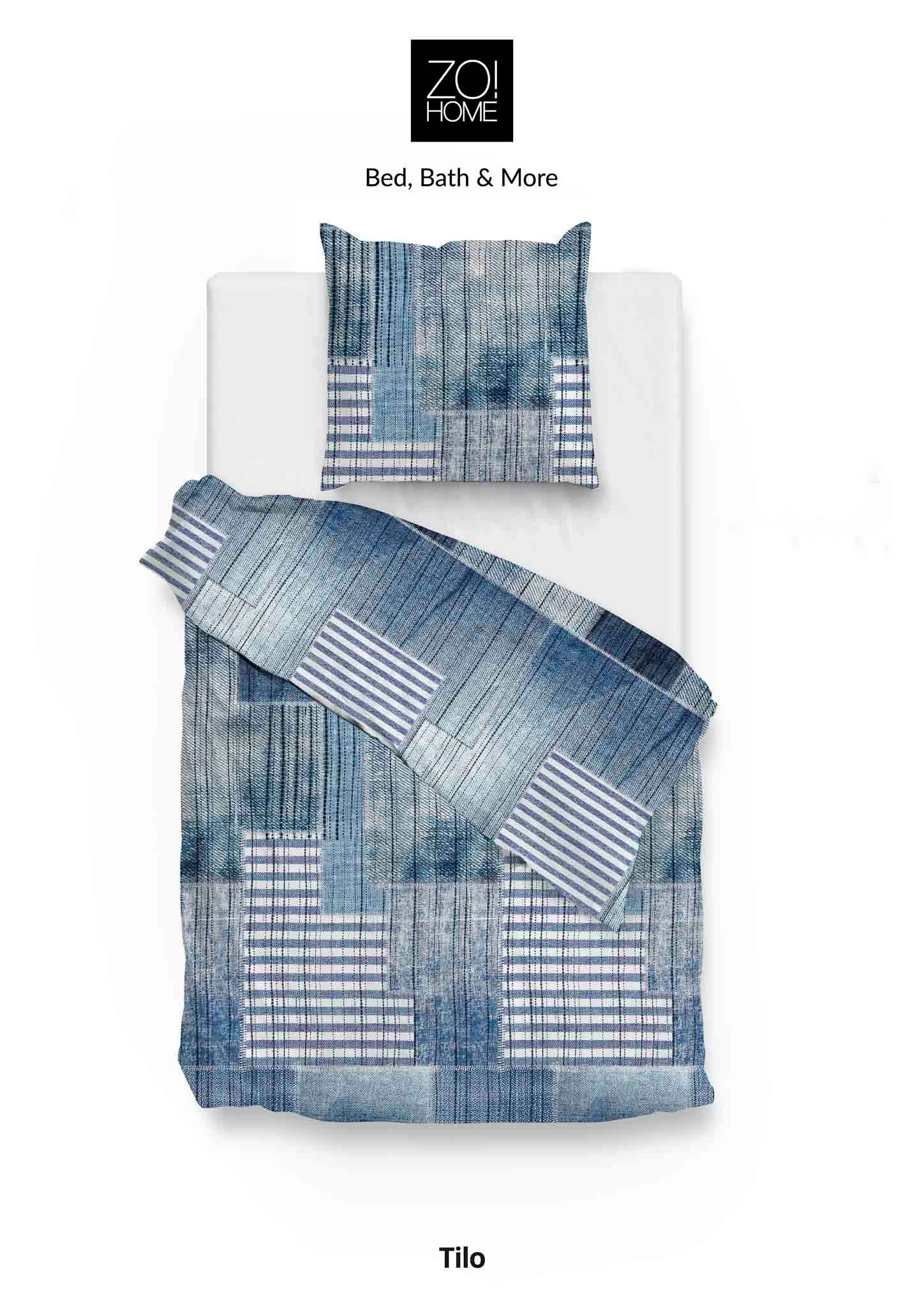 ZO HOME Bettwäsche Zo! Home Tilo Baumwoll Bettwäsche Denim Optik, Baumwolle, 2 teilig