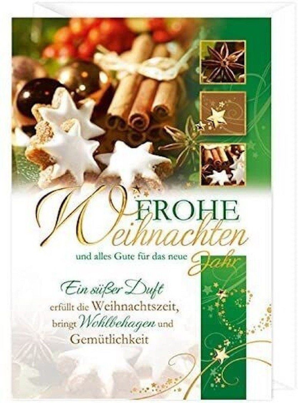 HOME FASHION Weihnachtskarte Zimtstern grün - Glückwunschkarte - Grußkarten