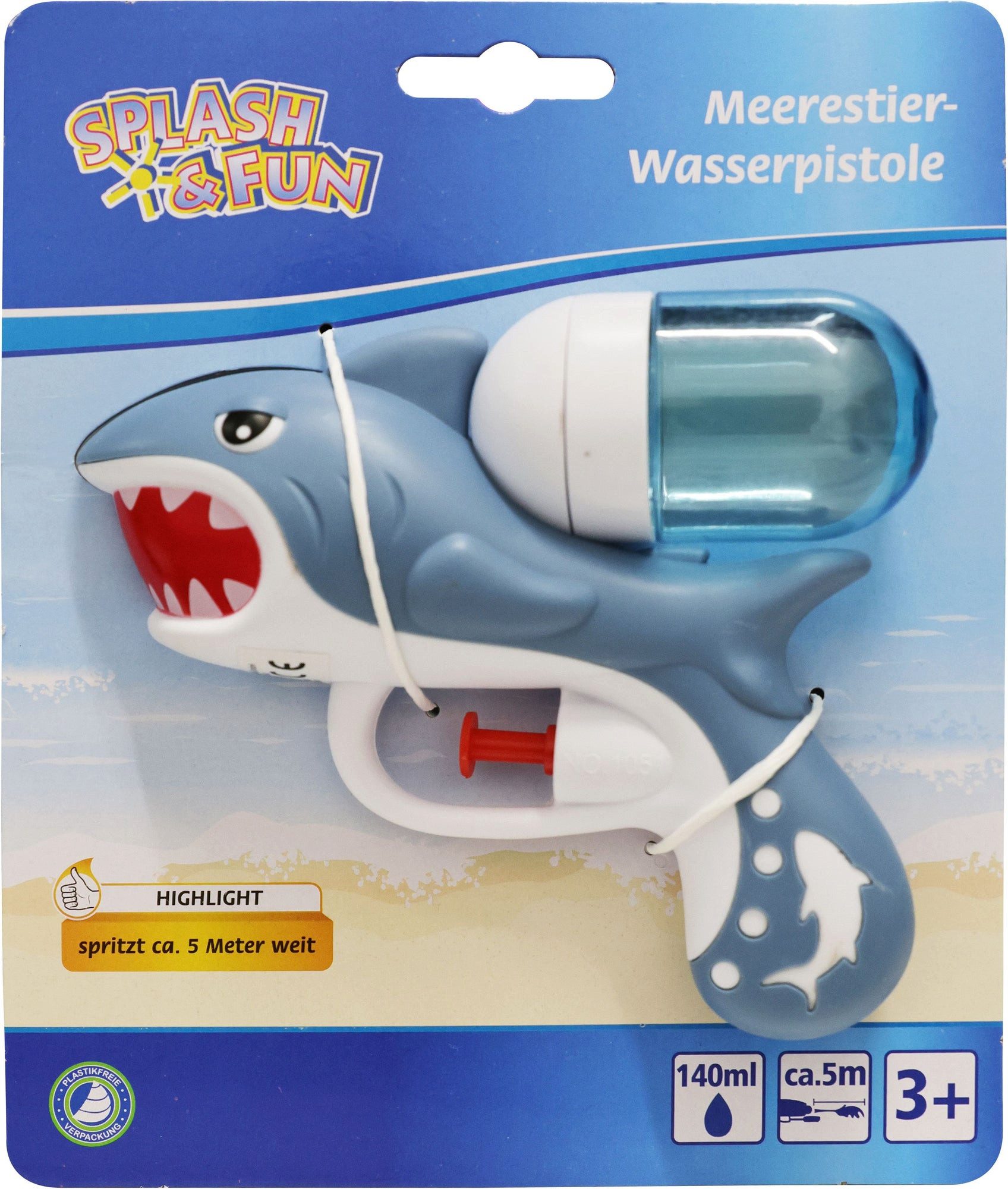 Vedes Spiel Wasserpistole Meerestier – 1 von 2 Designs zufällig (Hai/Seepferdchen)