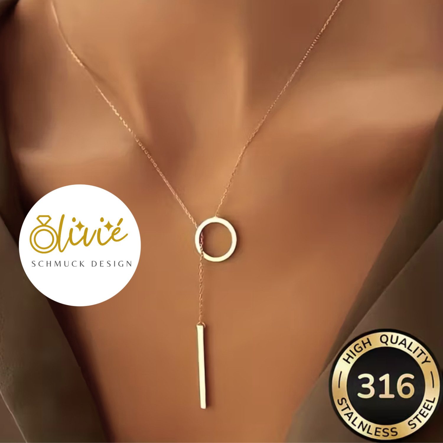 XCOAST Edelstahlkette Elegante Damen Glow Gold Halskette (38cm, vergoldete günstig online kaufen