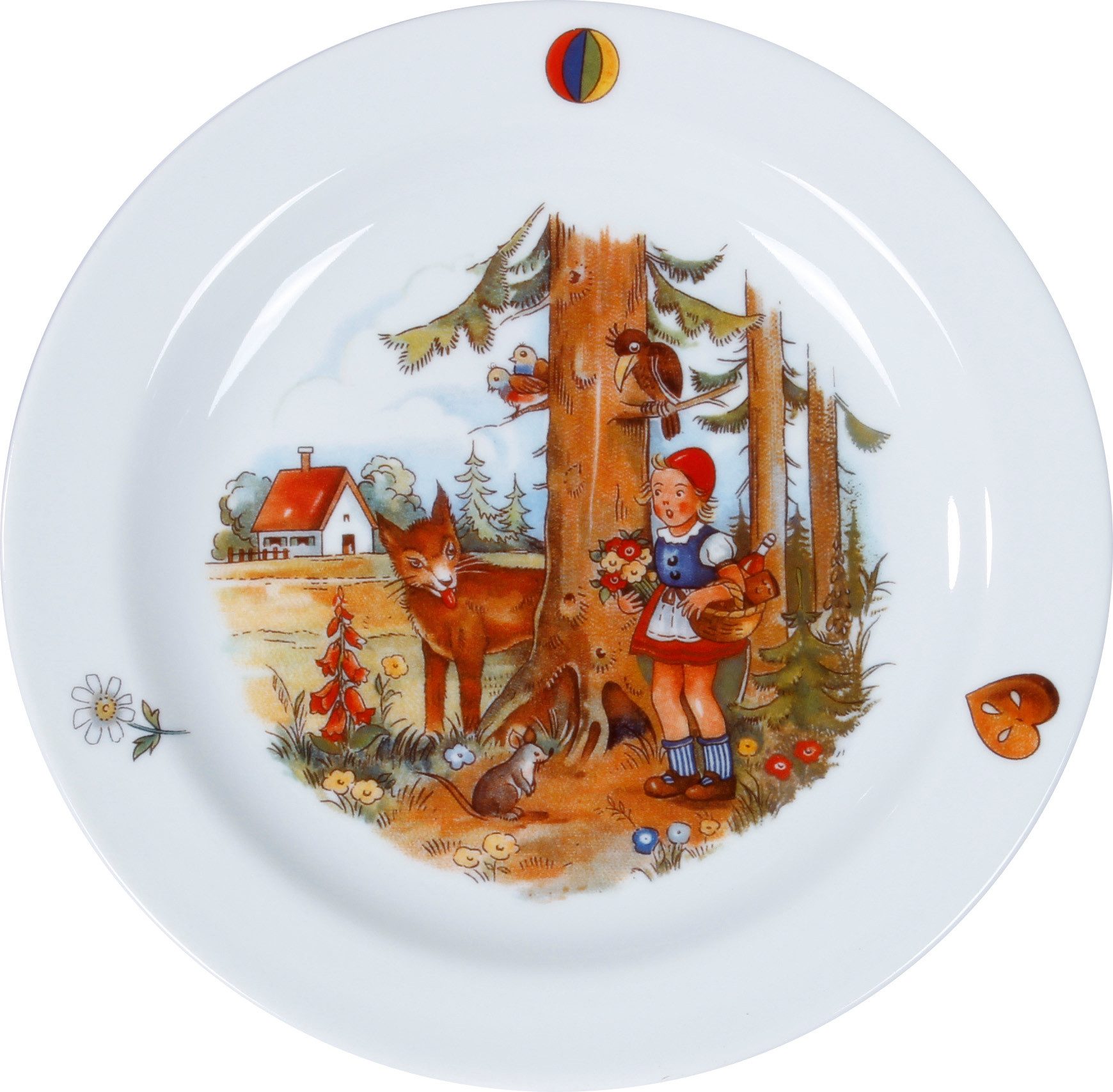 L.E.R.D.93 Kindergeschirr-Set Kindergedeck 3-tlg. Porzellan, buntes Märchenmotiv "Rotkäppchen", Porzellan, Wunderschönes buntes Märchenmotiv "Hänsel & Gretel"