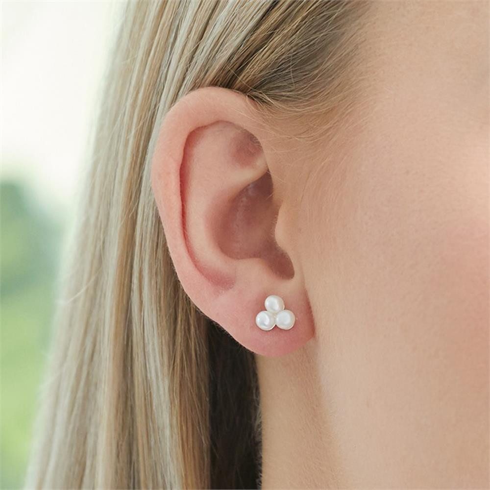 Unique Perlenohrringe Triangel Ohrstecker mit Perlen aus rosévergoldetem 925er Silber SE0956