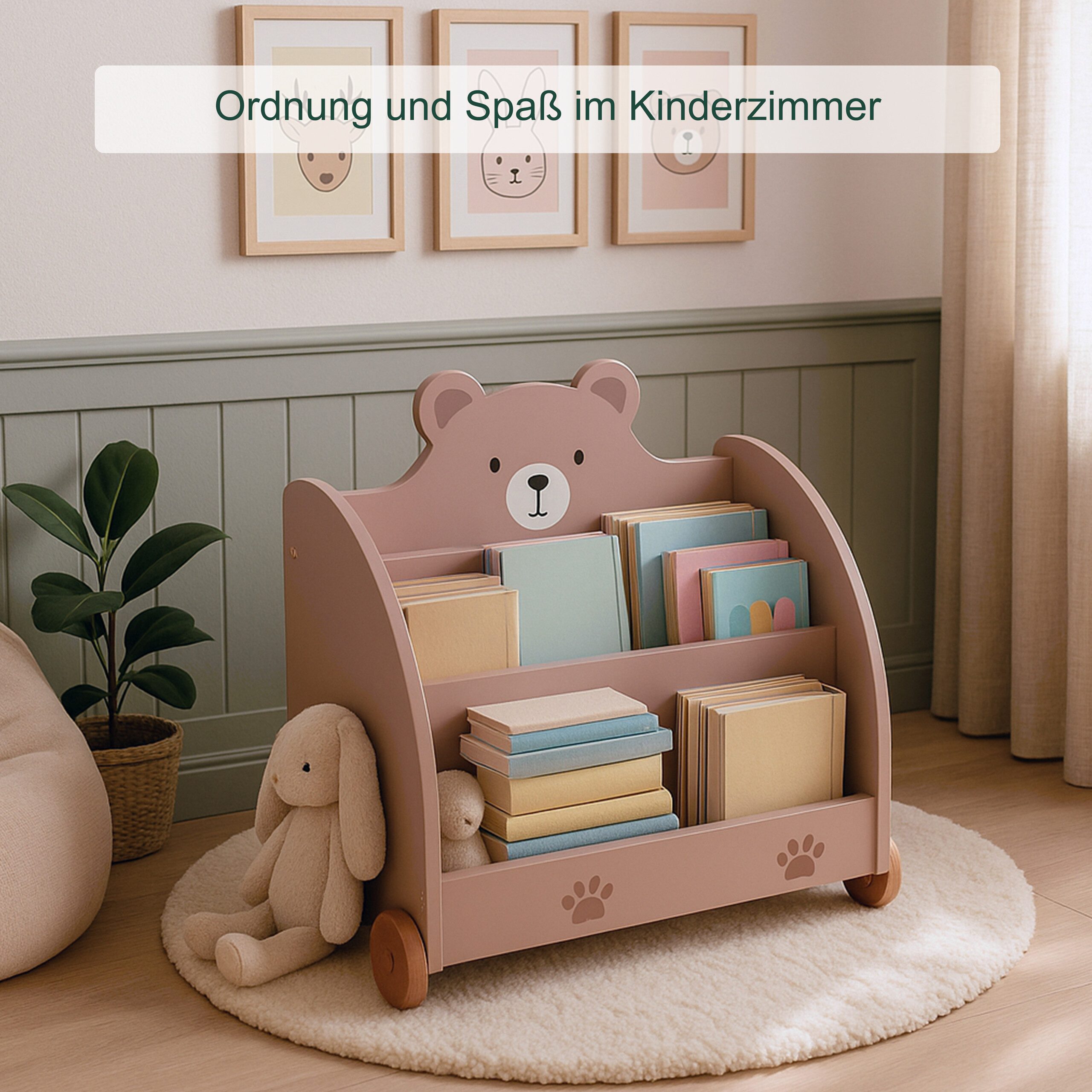 relaxdays Kinderregal Bücherregal Kinder Bär-Design, 1-tlg. – Bild 2 von 5