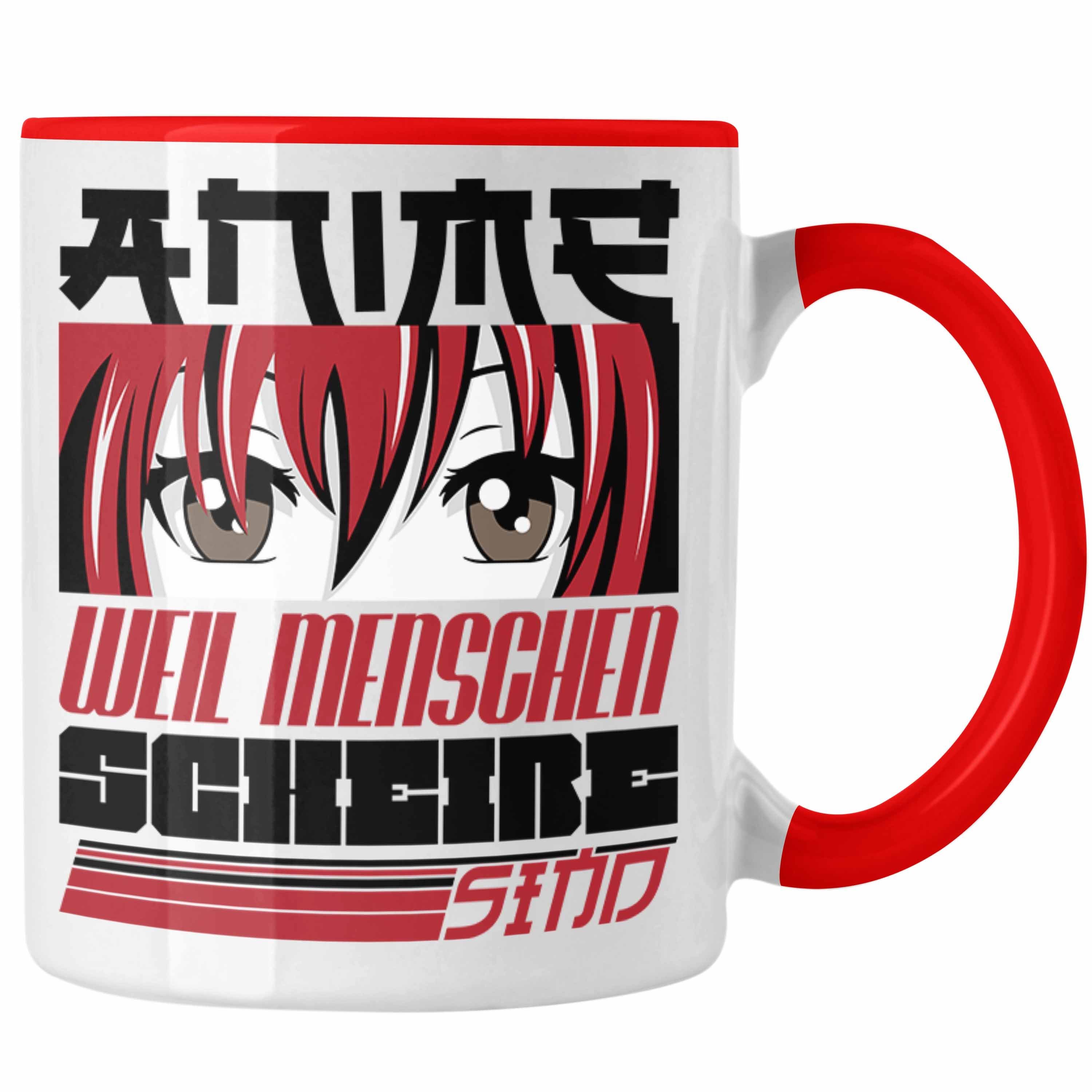Trendation Tasse Anime Tasse Geschenk Anime-Liebhaber Geschenkidee Anime Weil Menschen Rot