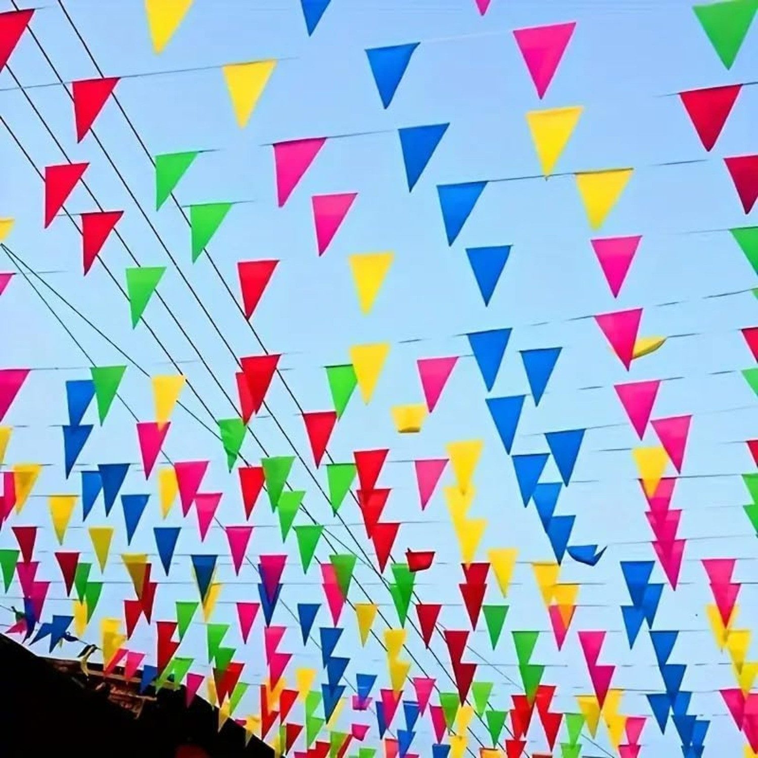 Dekotalent® Hängedekoration 1x Wimpelkette Stoff 100 Meter bunt Girlande zum Aufhängen Party Deko (1 St., 1x Wimpelkette), Reißfest / 100m lang / strahlende Farben