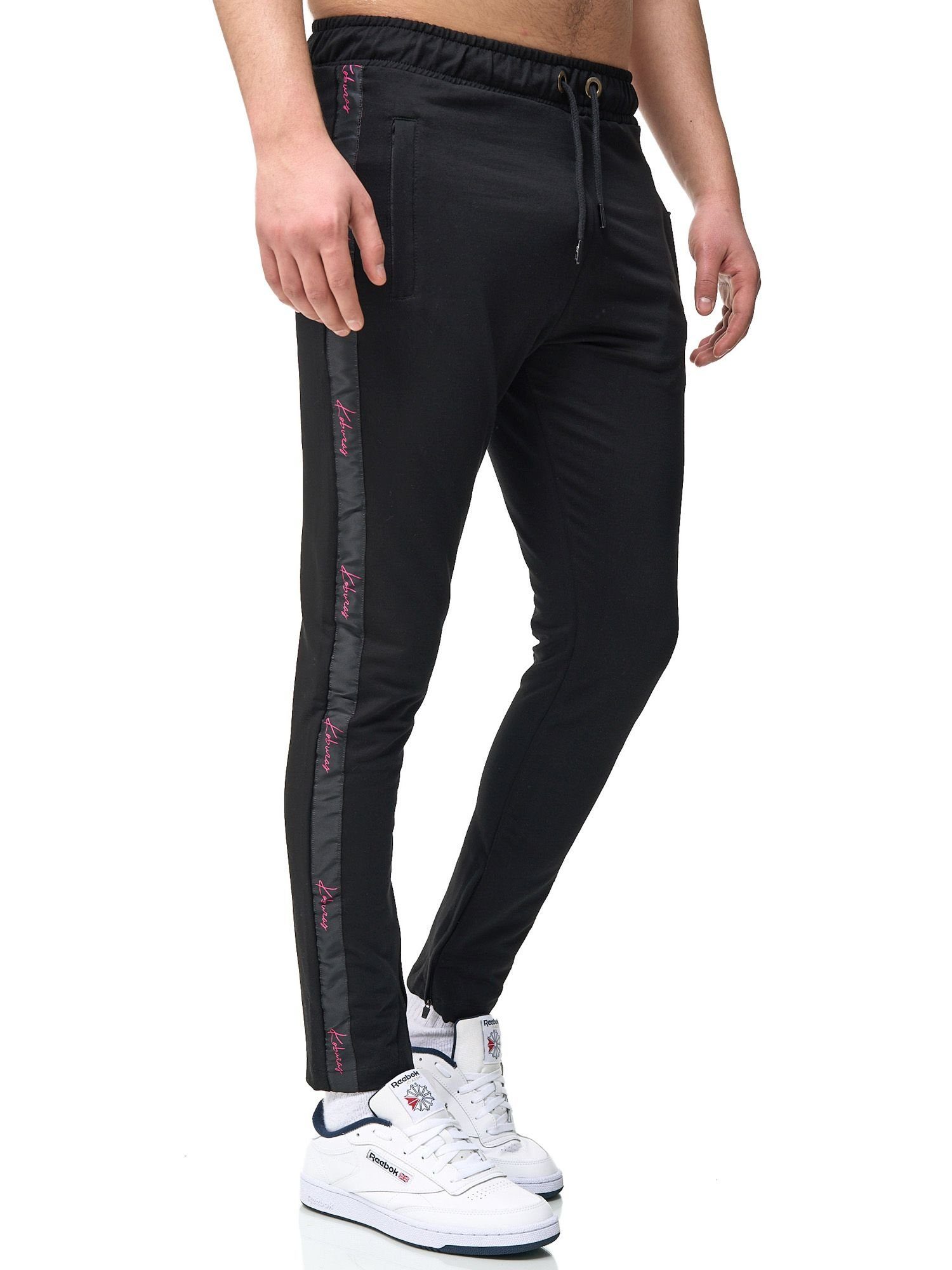 John Kayna Jogginghose Herren Jogginghose Sport hose Männer Trainingshose Sweatpants JKCO-KO- (Sporthose Trainingshose Sweatpants, 1-tlg) Fitness Freizeit Casual Schwarz Pink