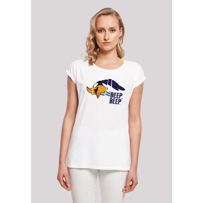 F4NT4STIC T-Shirt Extended Shoulder T-Shirt 'Looney Tunes Roadrunner Beep Beep' Damen Premium Merch Regular-Fit Kurze Ärmel Bedruckt