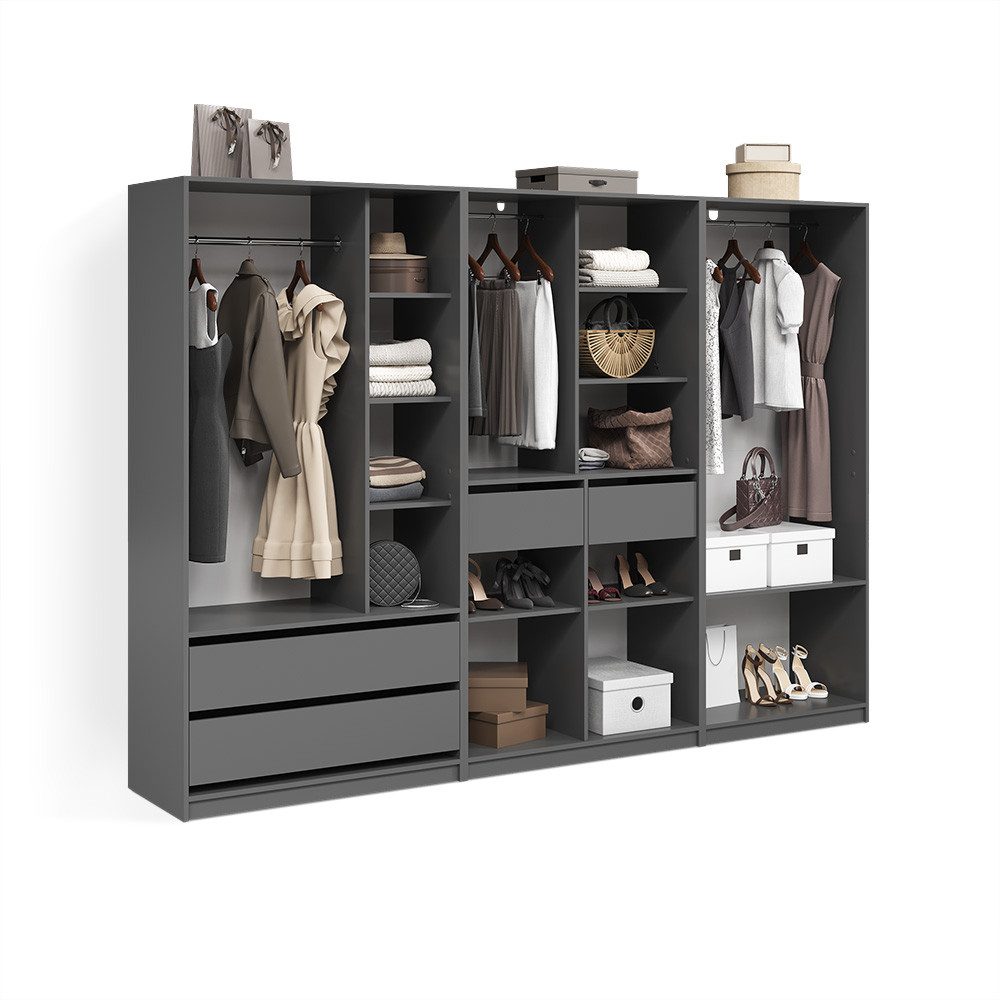 Livinity® Kleiderschrank Trento, Anthrazit, 3er Set (3-St)