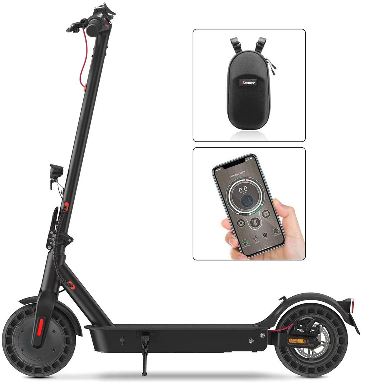 【berühmt】 LETGOSPT E-Scooter 10 Zoll Ladegerät/Tasche/Installationswerkzeug/APP 500W km/h, Vollreifen 20,00 Straßenzulassung Elektroscooter Klappbar, mit Max 40km E-Scooter mit ABE