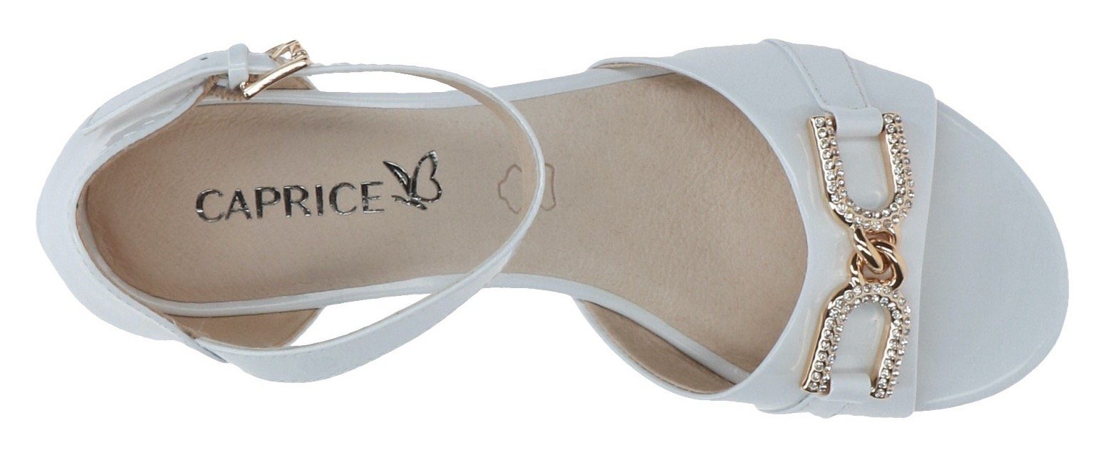 schönem weiß-glänzend Sandalette Schmuckelement mit Caprice