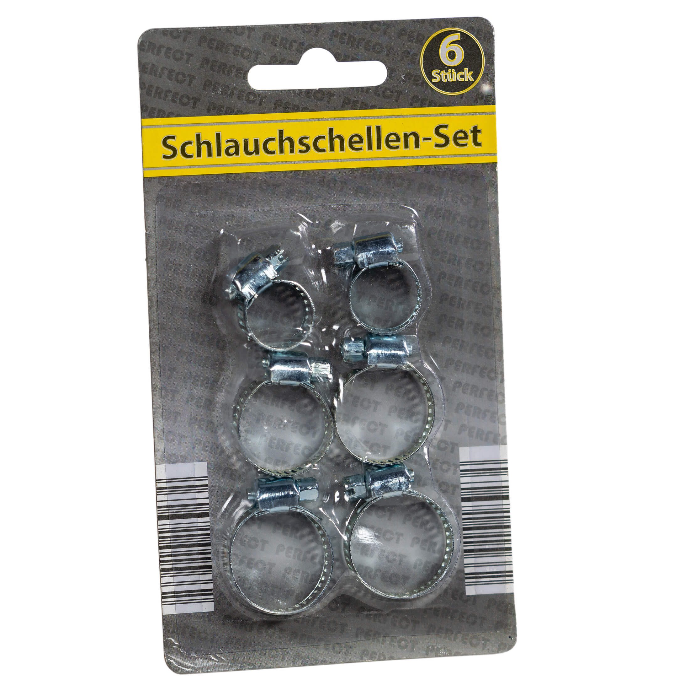 Global Partner Schlauchschelle 6 teiliges Хомути Set, 16mm 22mm 26mm, Schlauchklemmen, (6-St), Enthält 16mm 22mm 26mm