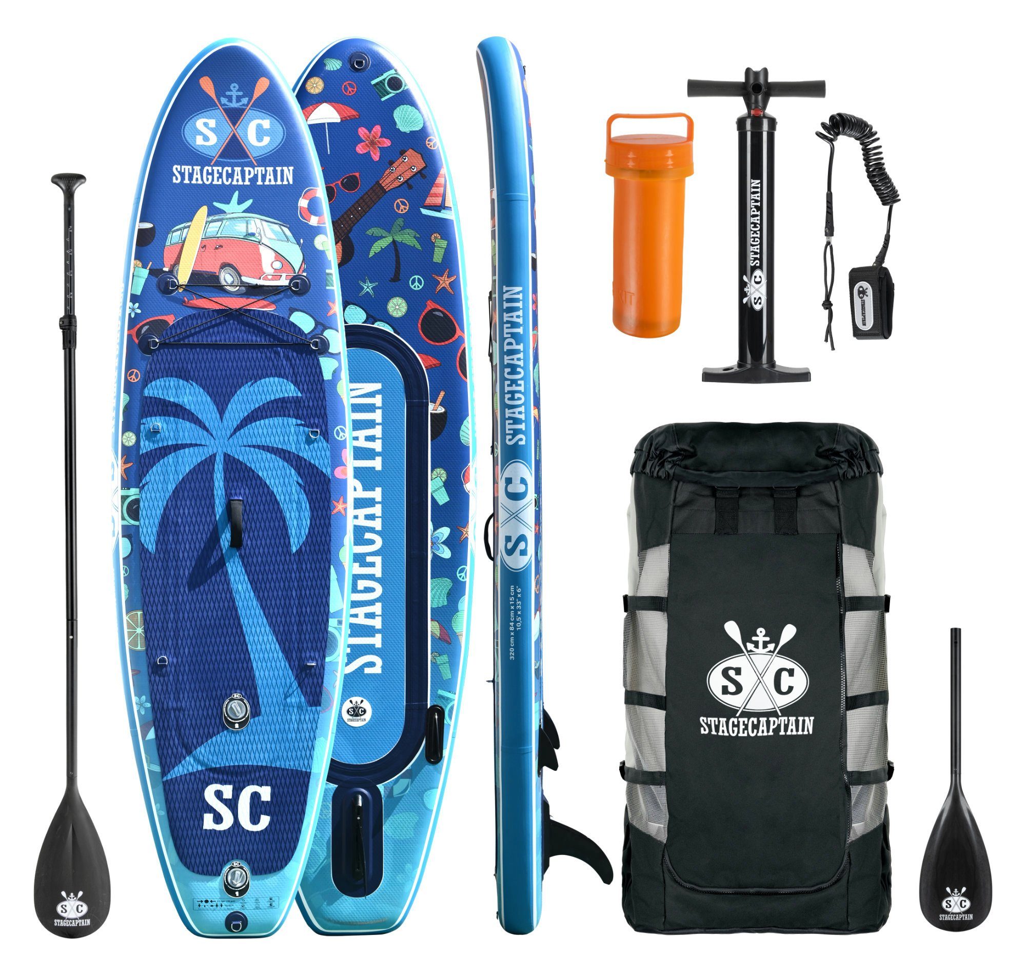 Stagecaptain SUPBoard 320 cm, Stand Up Paddle Board, (Set, 7 tlg., inkl. Paddel, Doppelhub