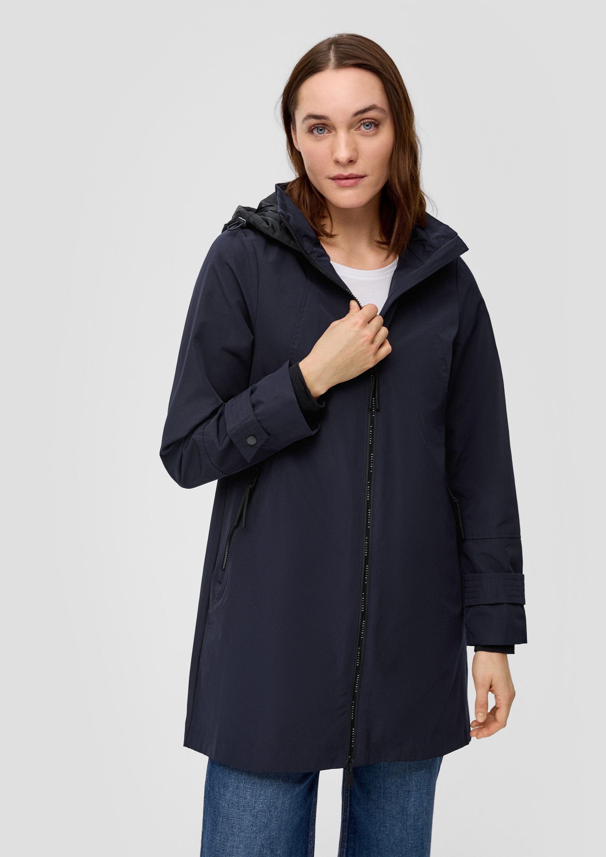 s.Oliver Funktionsmantel Outdoor-Mantel Mantel mit Logo-Reißverschluss