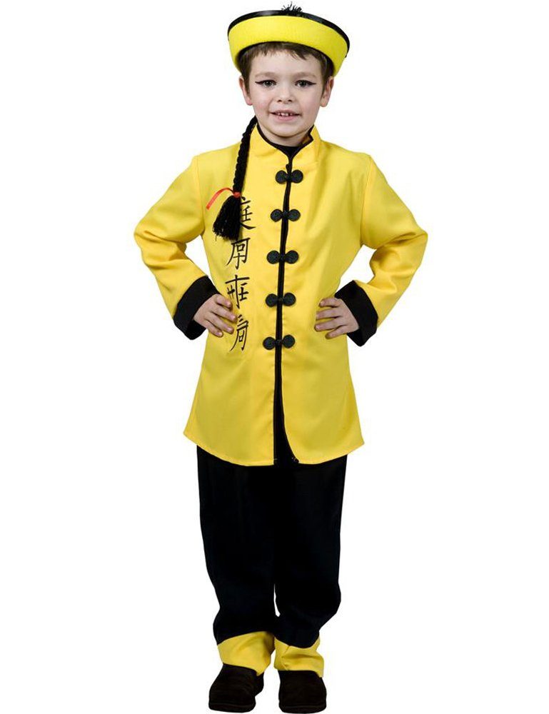 Funny Fashion Kostüm China Kostüm Thao für Kinder - Gelb Schwarz, Japan Asien Verkleidung