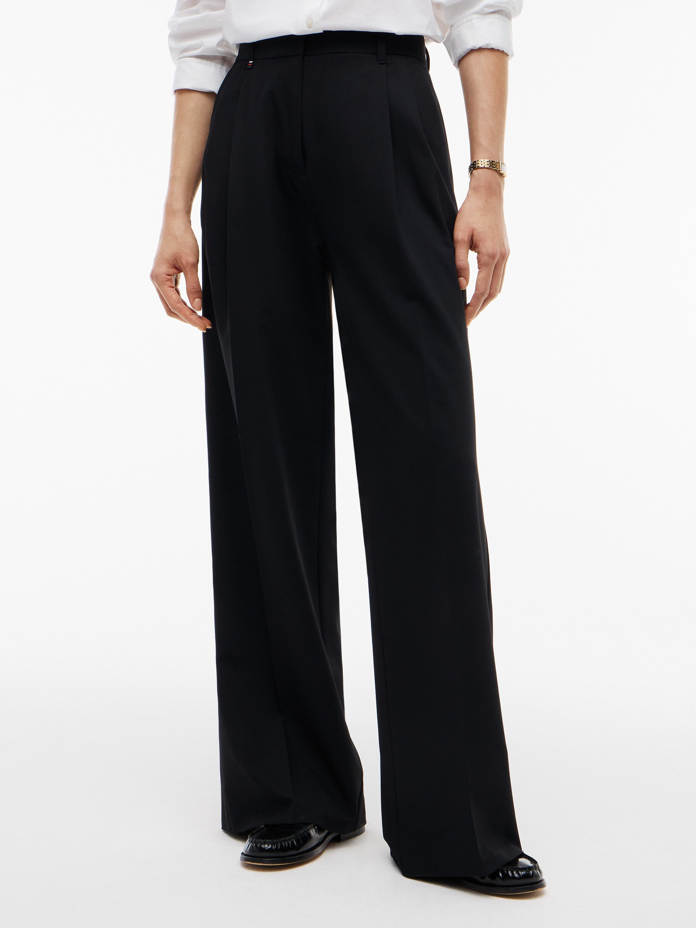 Tommy Hilfiger Anzughose VISCOSE BLEND WIDE LEG Materialmix, lässig geschnitten