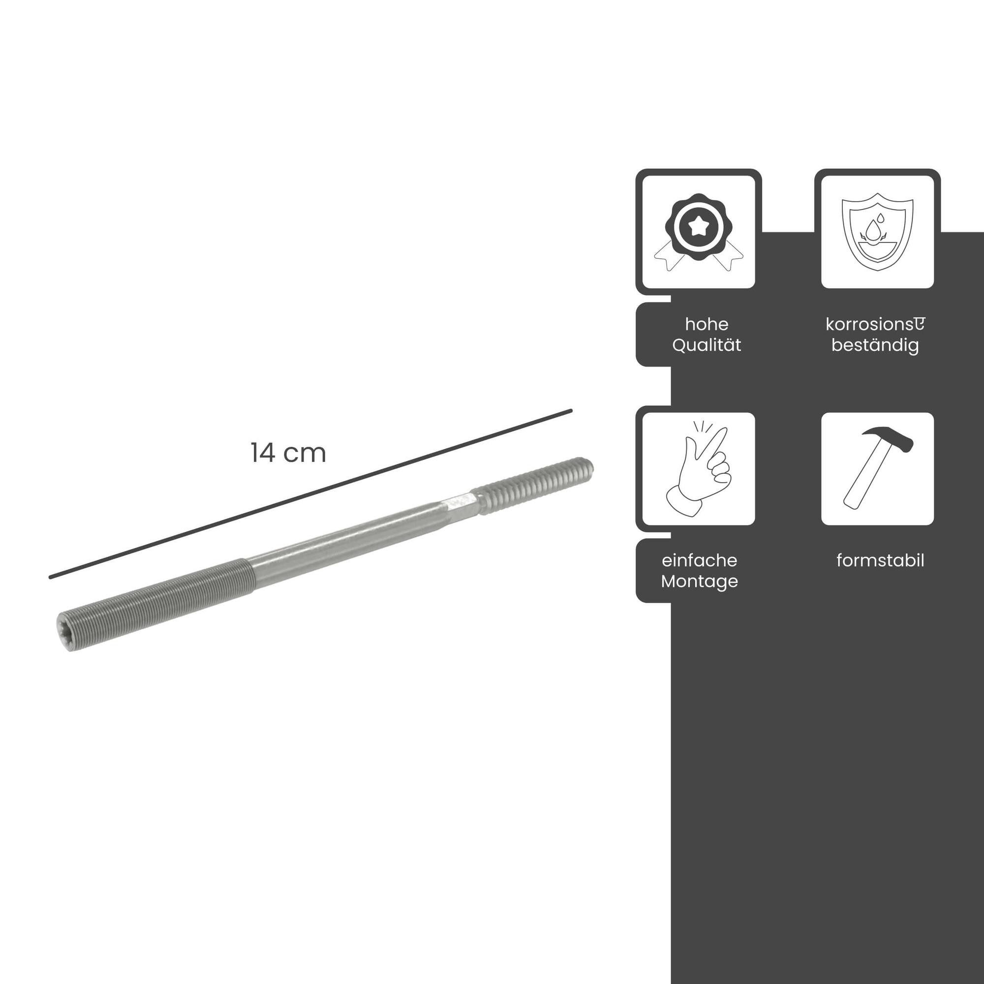 Zambelli Regenfallrohr, (Stockschraube für Rohrschelle, verzinkt DN 140 /M10 Silber), stabile Befestigung der Fallrohrschelle, hoher Korrosionsschutz