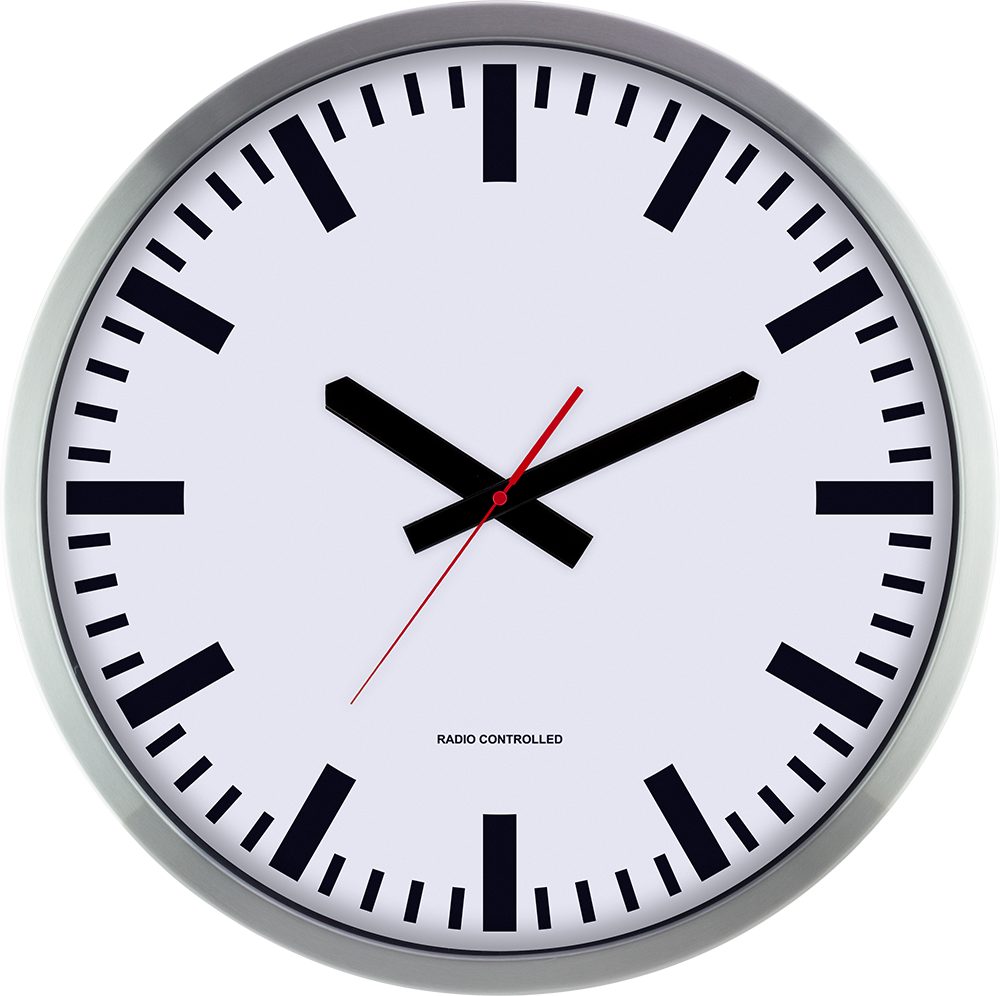 Funkwanduhr EUROTIME 56865-07 Funkwanduhr im Aluminium-Gehäuse XXL
