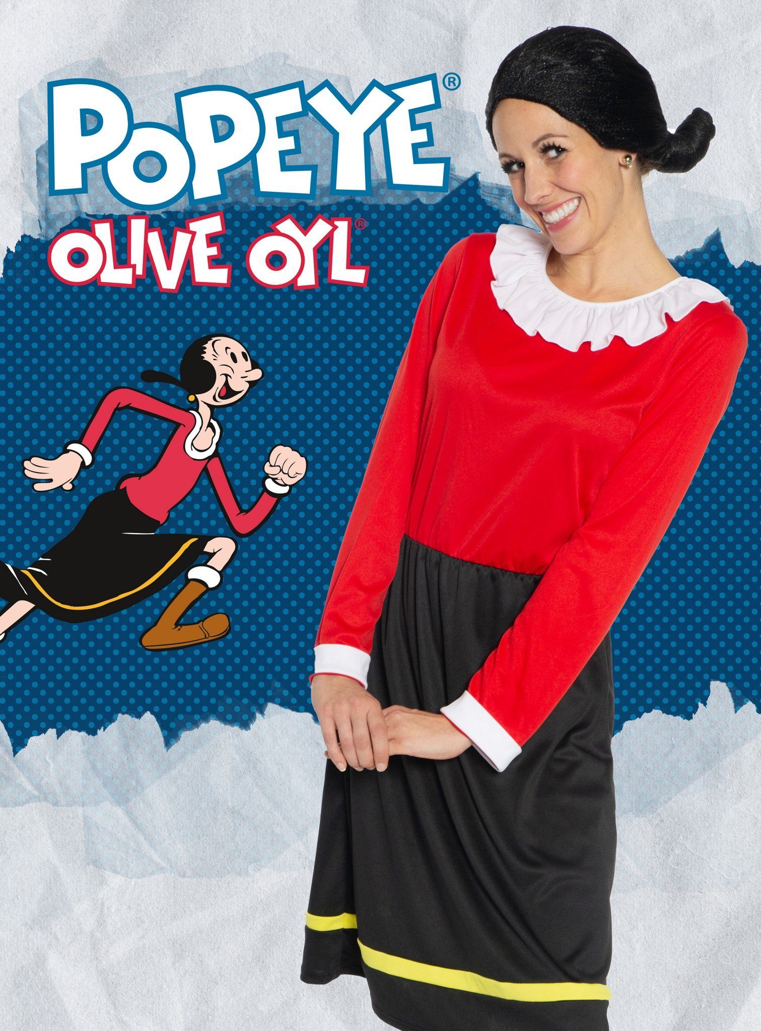 Maskworld Kostüm Olivia Öl - Karneval Faschingskostüm Damen Popeye, Lizenziertes Kostüm der Freundin von Popeye