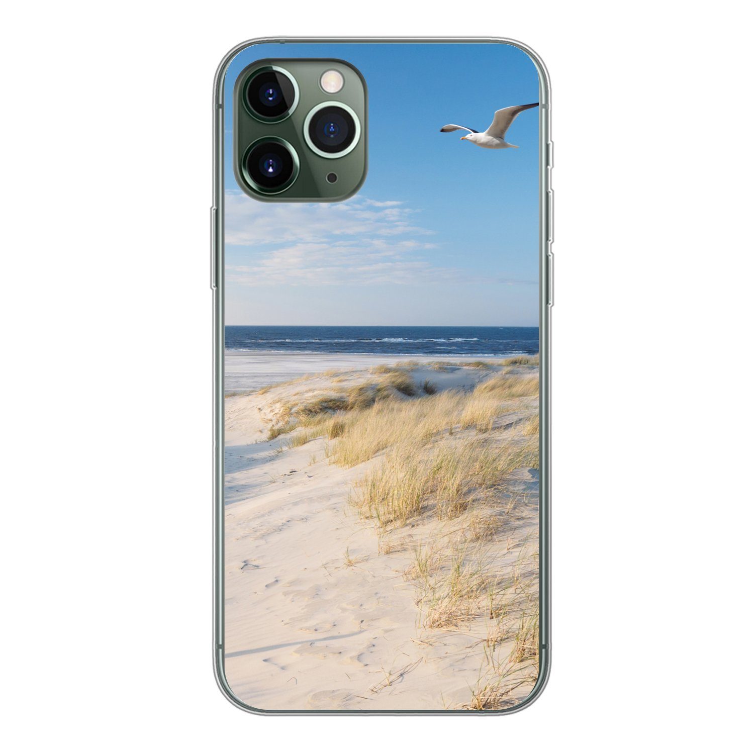 MuchoWow Handyhülle für Apple iPhone 11 Pro Düne - Möwe - Strand - Meer - Sonne, Smartphone-Bumper, Print, Handy Schutzhülle Dünn