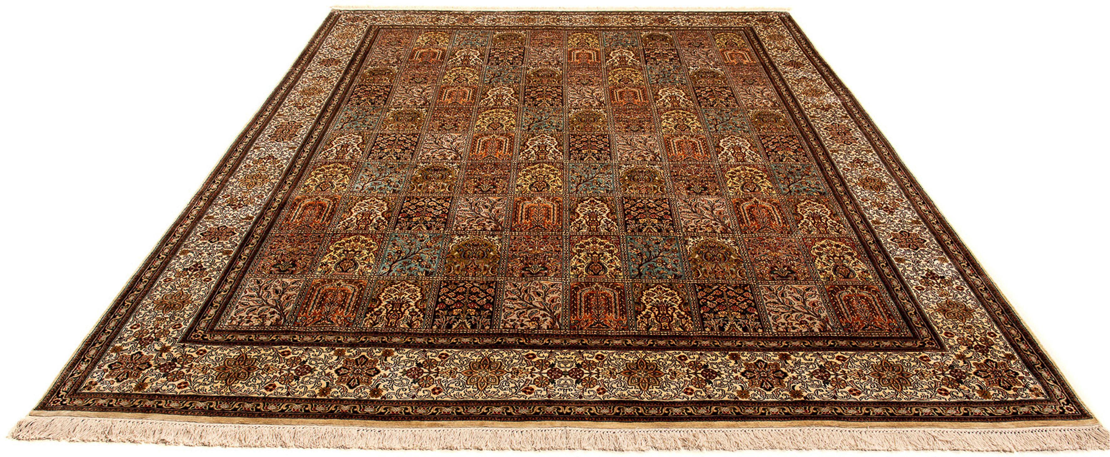 Seidenteppich Seidenteppich - Kaschmir Seide - 332 x 248 cm - braun, morgenland, rechteckig, Höhe: 4 mm, Wohnzimmer, Handgeknüpft, Einzelstück mit Zertifikat