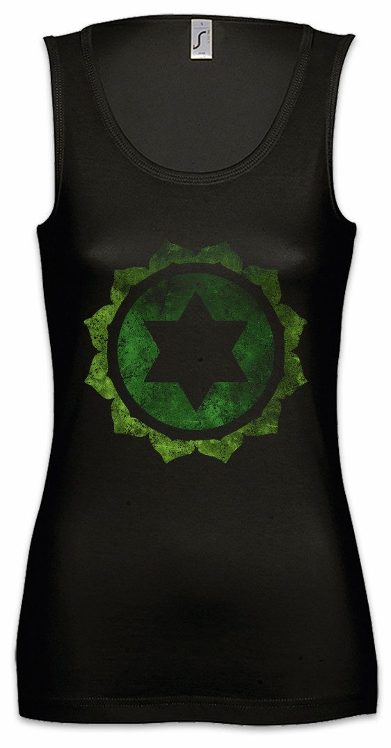 Urban Backwoods Tanktop Chakra Anahata Ärmelloses Damen T-Shirt Herz Herzchakra zwölf Blätter Mystic Esoterik Chakren Esoterisch