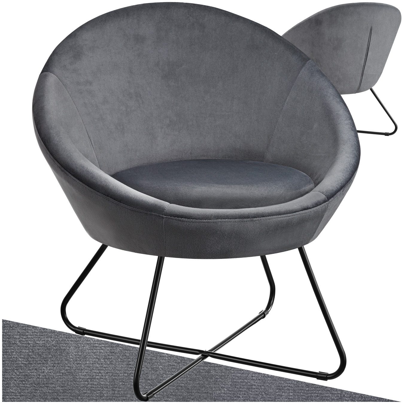 tectake Relaxsessel Cocktailsessel, gepolstert, mit Bouclé- günstig online kaufen