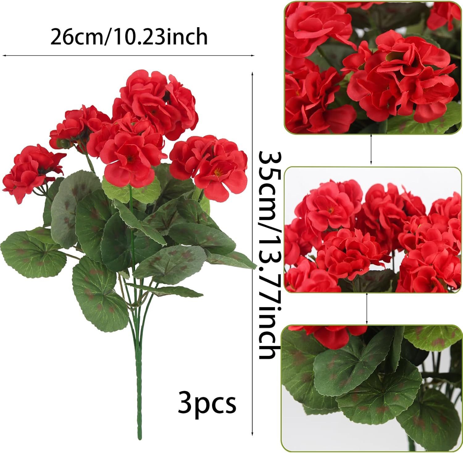 Kunstblumenstrauß 3 Bündel Blumen Geranie Blumen, günstig online kaufen