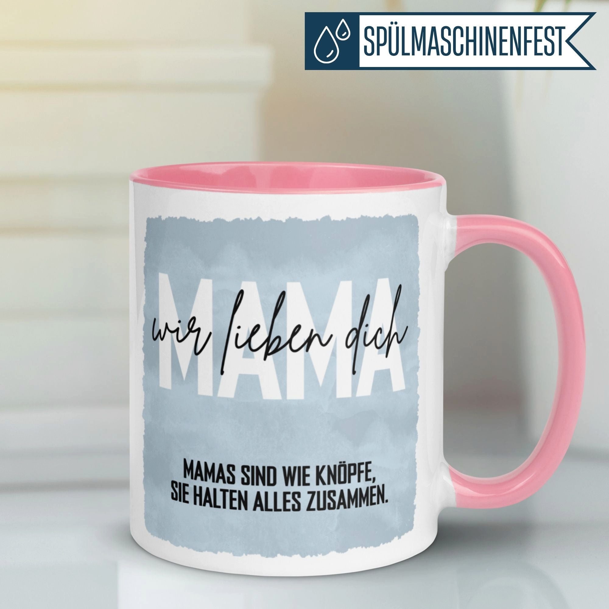 Momentals Tasse Mama – „Wir lieben Dich“ – Beste Mama Geschenk Becher zum Geburtstag, Gratis Versand · Links-&Rechtshänder · Spülmaschinenfest