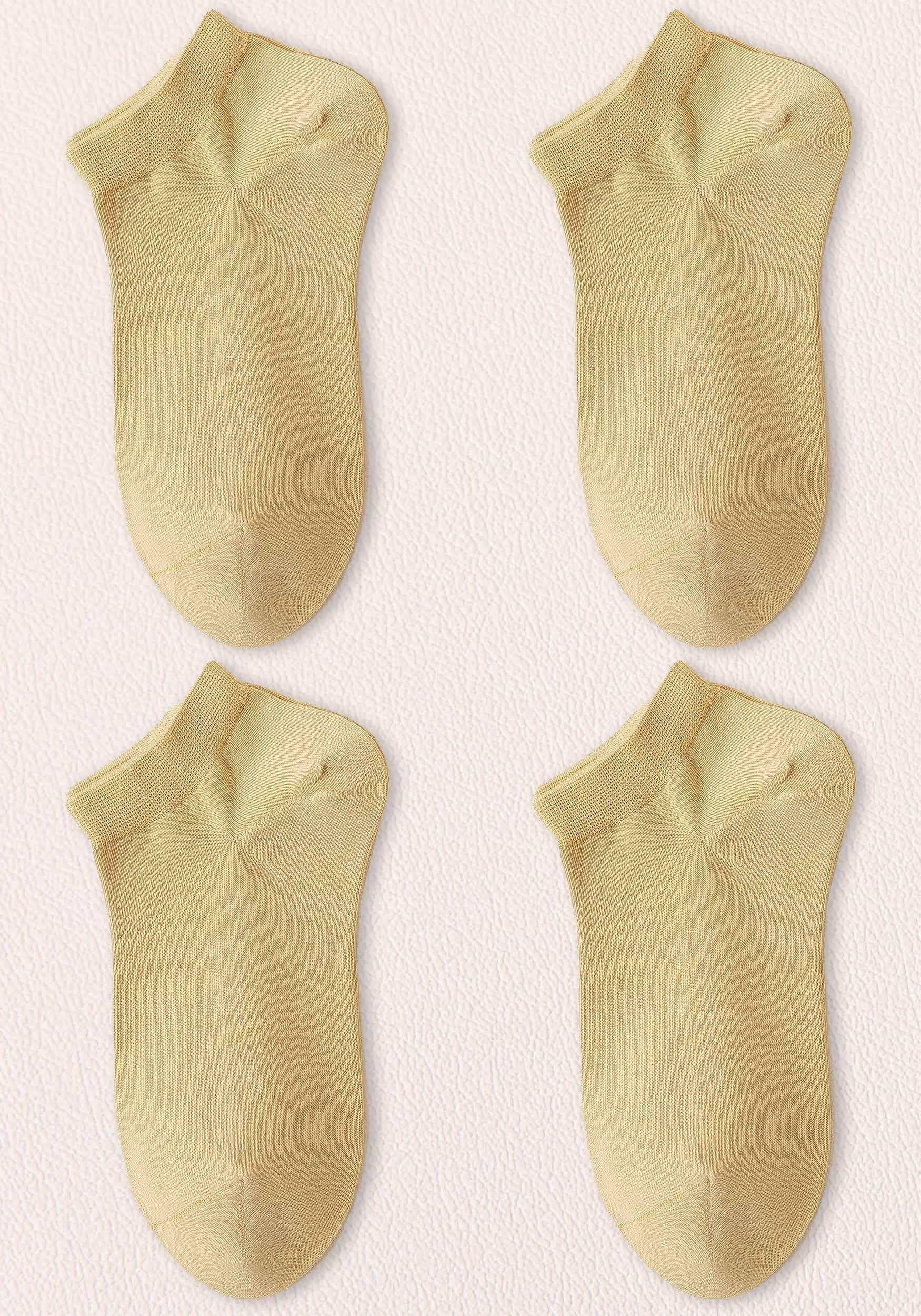 haltbar, Socken warm, kein Socken– (4-Paar) bequem Sneakersocken Gelb Damen Invisible Verrutschen MAGICSHE atmungsaktiv,lange Freizeitsocken