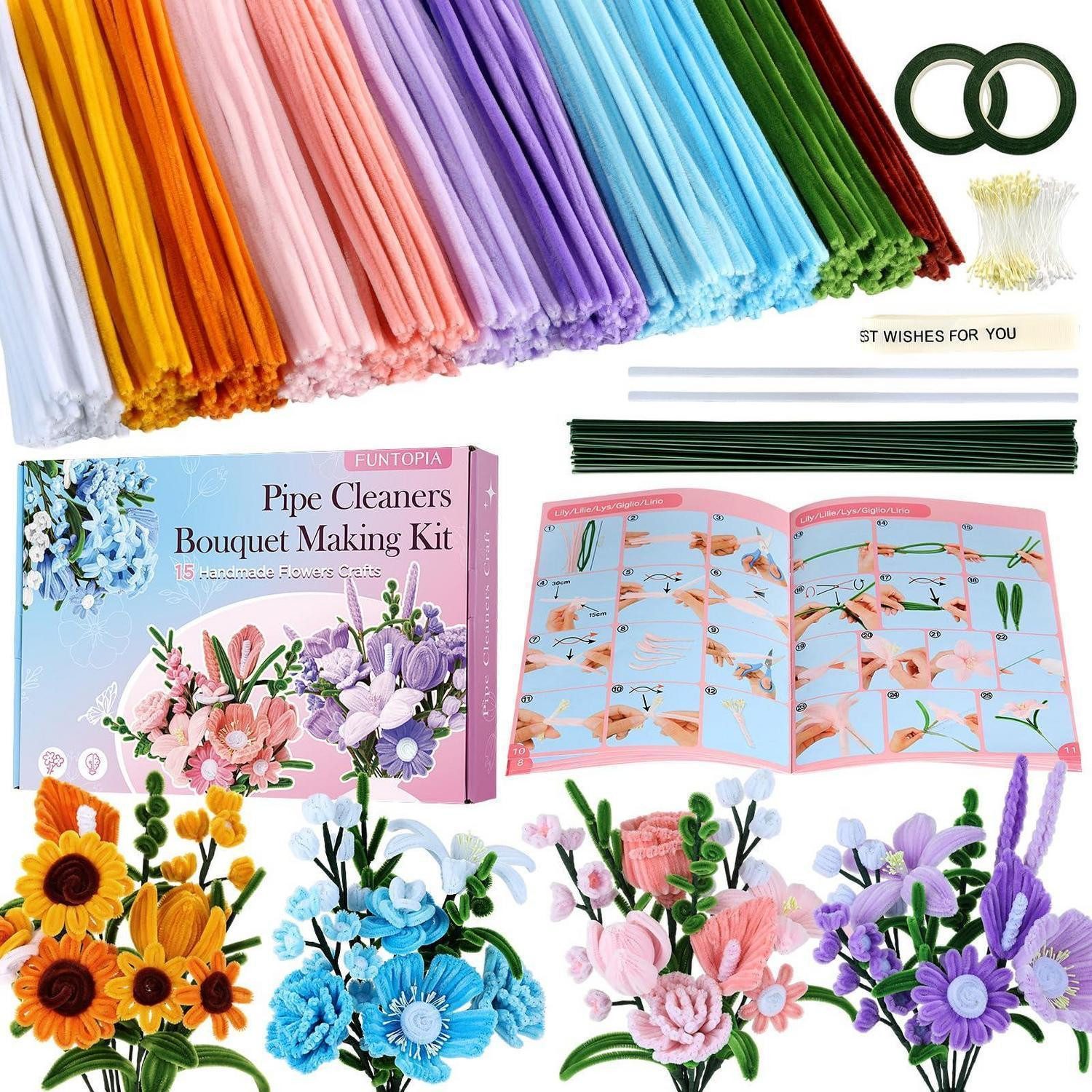 LuxusKollektion Kreativset Bastelset Blumen 540 Teile 11 Farben 30cm