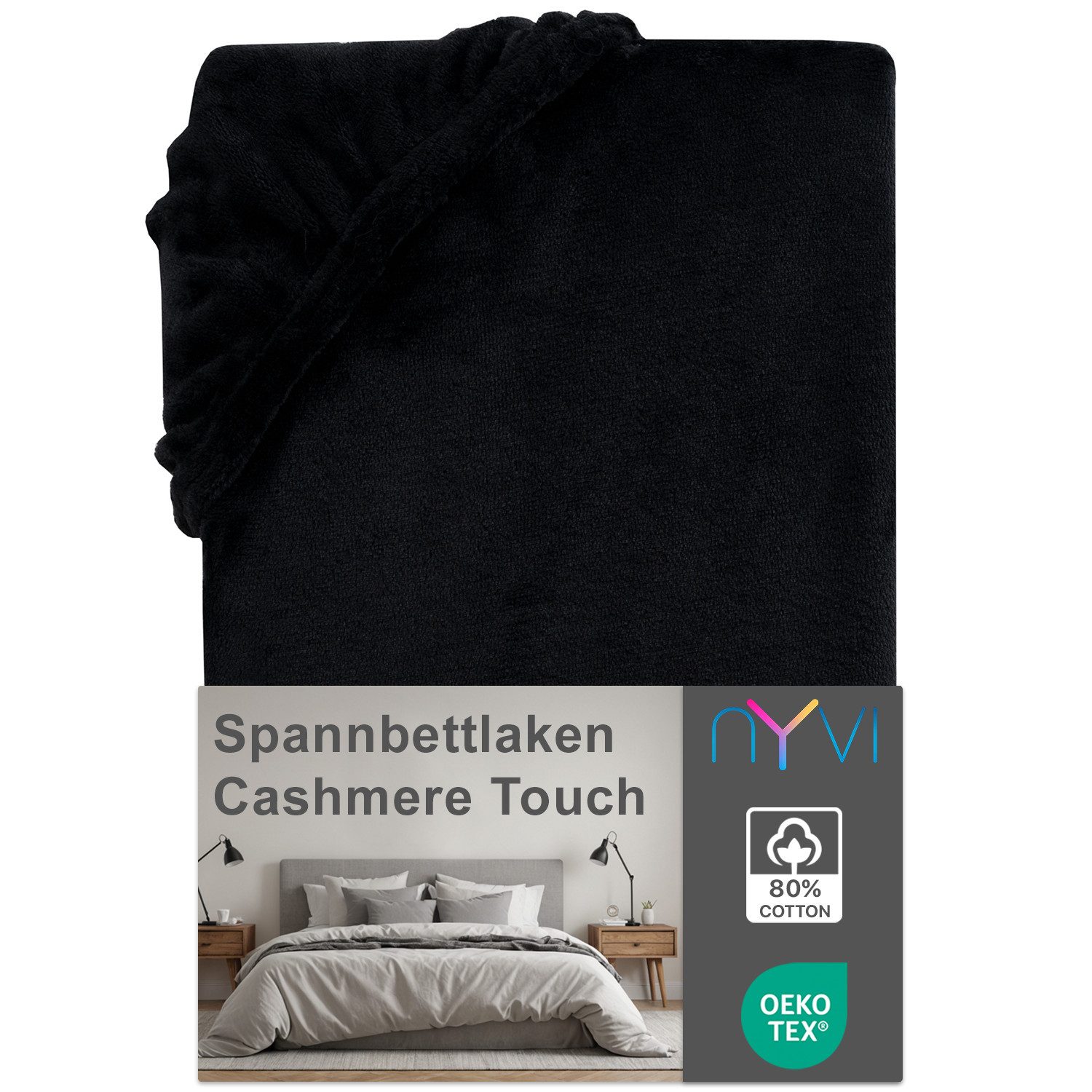 NYVI Spannbettlaken Spannbettlaken DreamScience Cashmere Touch für Matratzen bis 22cm Höhe, Microfaser-Fleece, Gummizug: rundum, (1 Stück), Samtweiches & Wärmendes Bettlaken Spannbetttuch