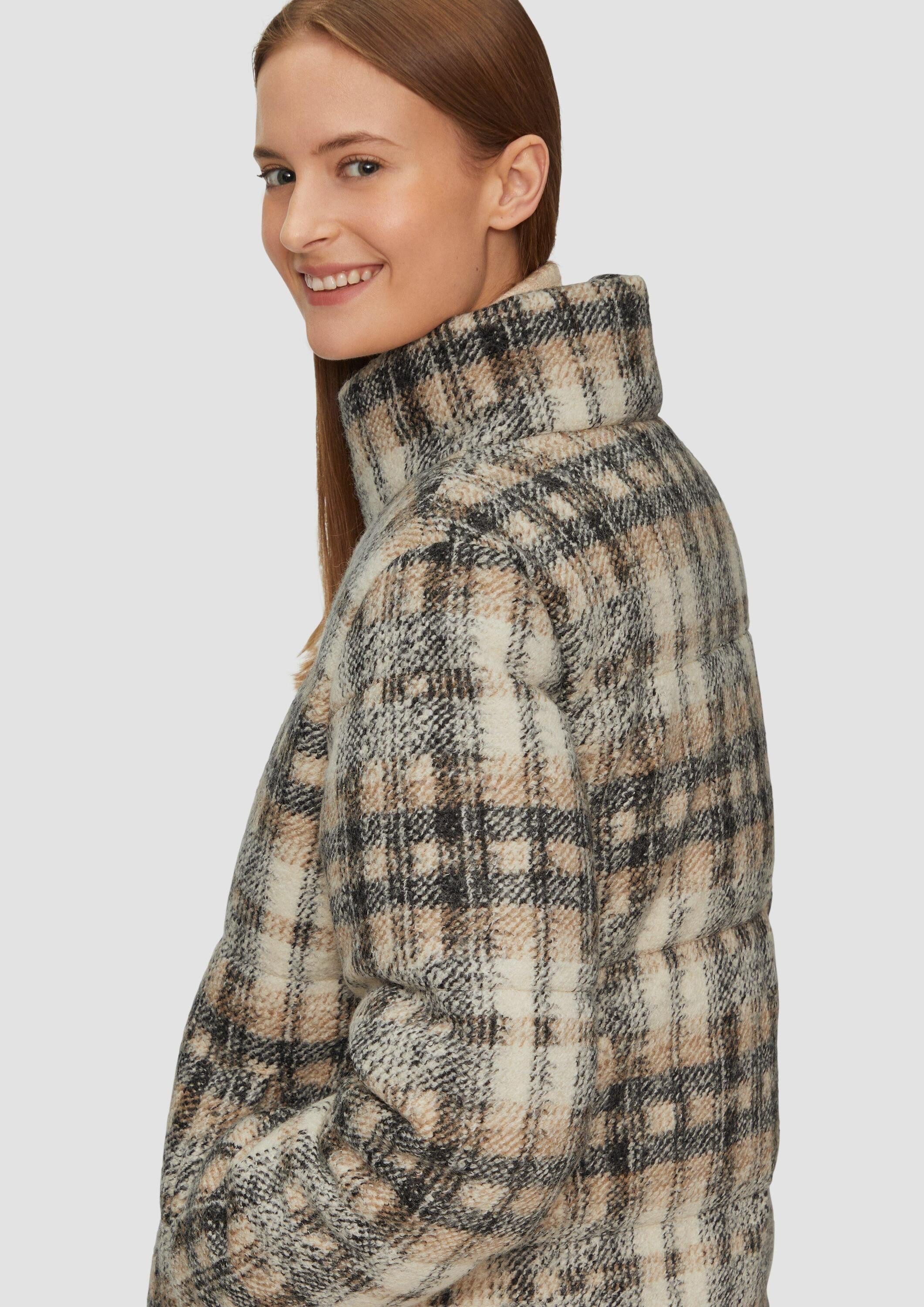 s.Oliver Winterjacke Outdoor-Jacke Karierte Pufferjacke in Woll-Optik