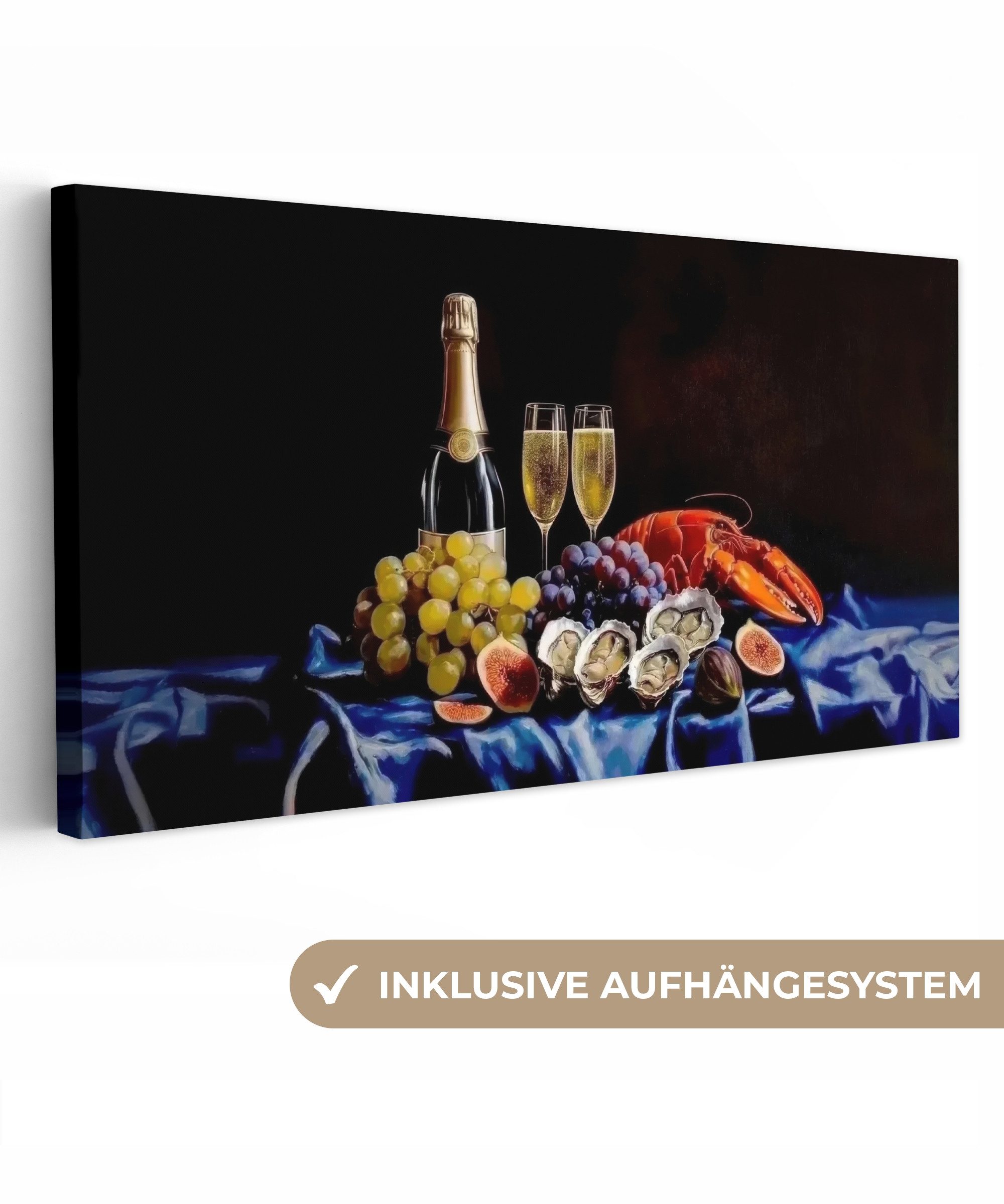 OneMillionCanvasses® Leinwandbild Panorama Champagner - Luxus günstig online kaufen