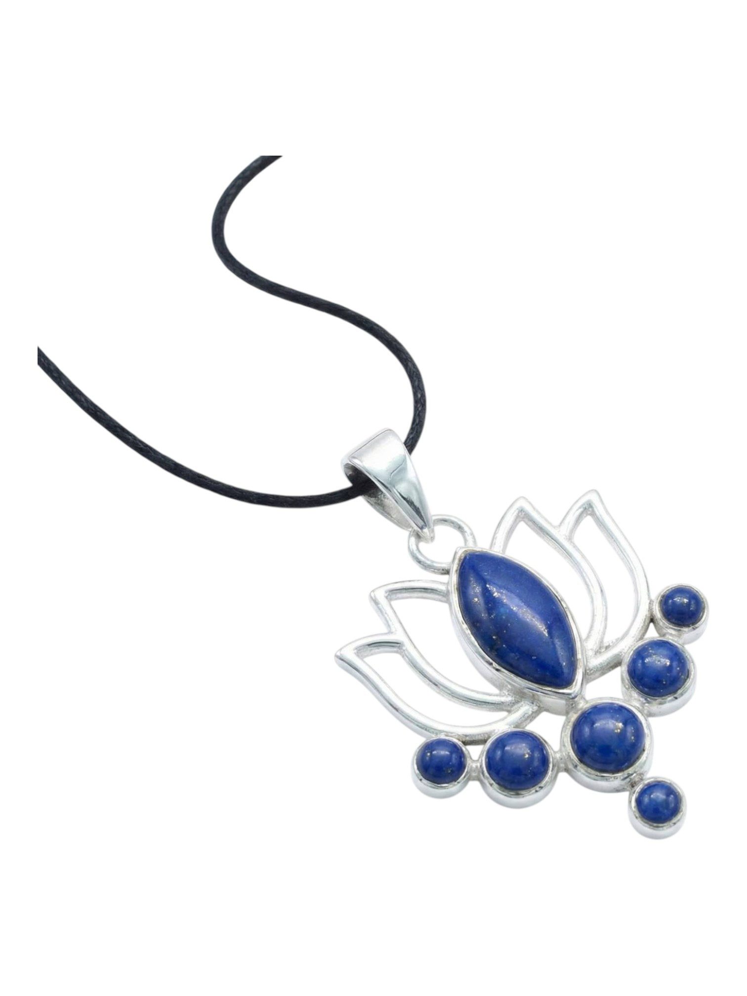 Kettenanhänger LOTUS aus 925 Silber mit Lapis Lazuli