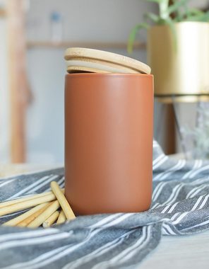 Sendez Vorratsdose Braun aus Porzellan mit Deckel Vorratsbehälter Dose Aufbewahrungsdose, Porzellan
