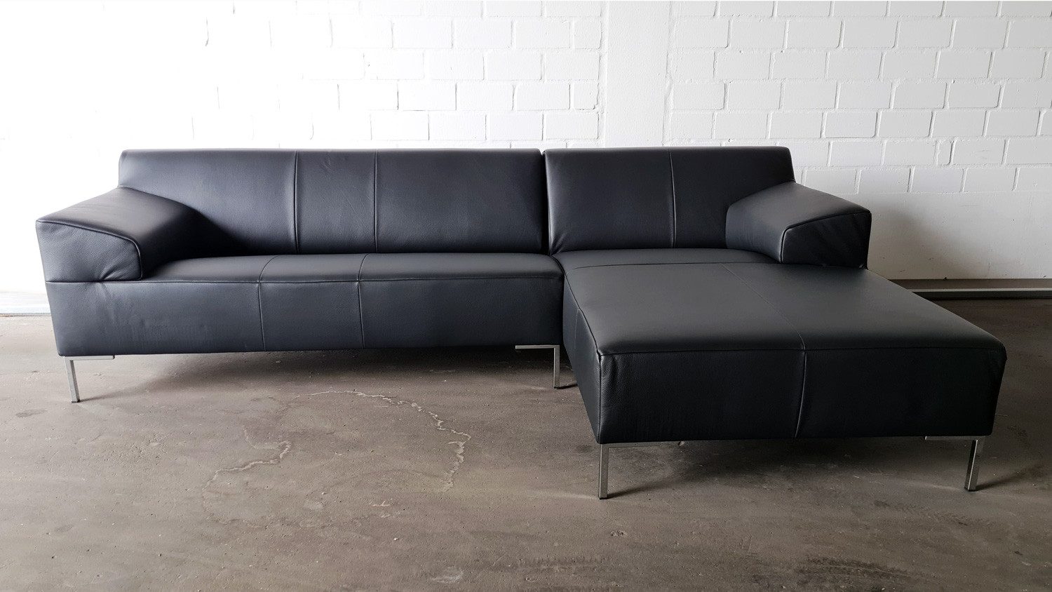 Rolf Benz Ecksofa ROLF BENZ Ecksofa Freistil 180 rechts Leder schwarz 260x170 cm, Echtleder