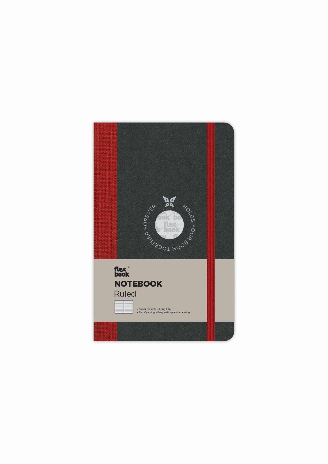 Flexbook Notizbuch Flexbook Globel Notizbuch blanko/linierte Seiten Elastikband verschied 9 * 14 cm / Liniert / Rot