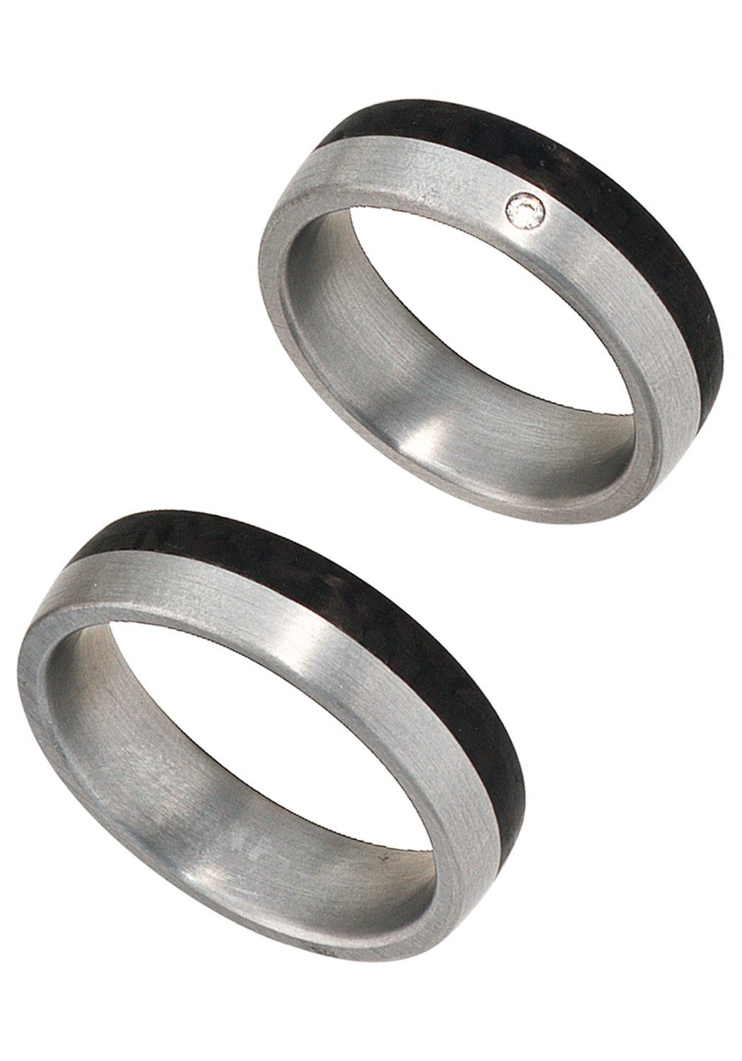 JOBO Partnerring Herrenring, Edelstahl mit Carbon günstig online kaufen