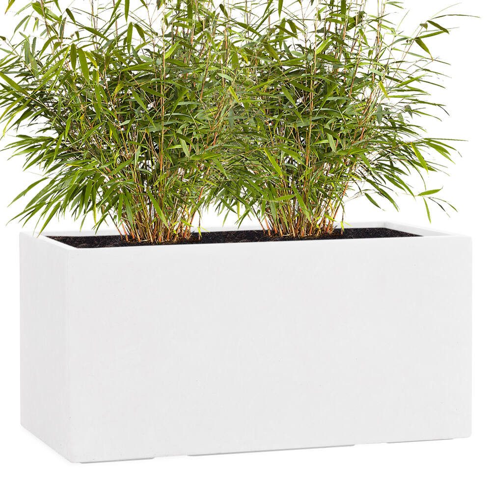 Pflanzwerk® Pflanzkübel TUB Premium Fiberglas Blumenkübel Frostbeständig mit Lotus-Effekt, Fiberglas - Handgefertigt - Rechteckig - Frostbeständig