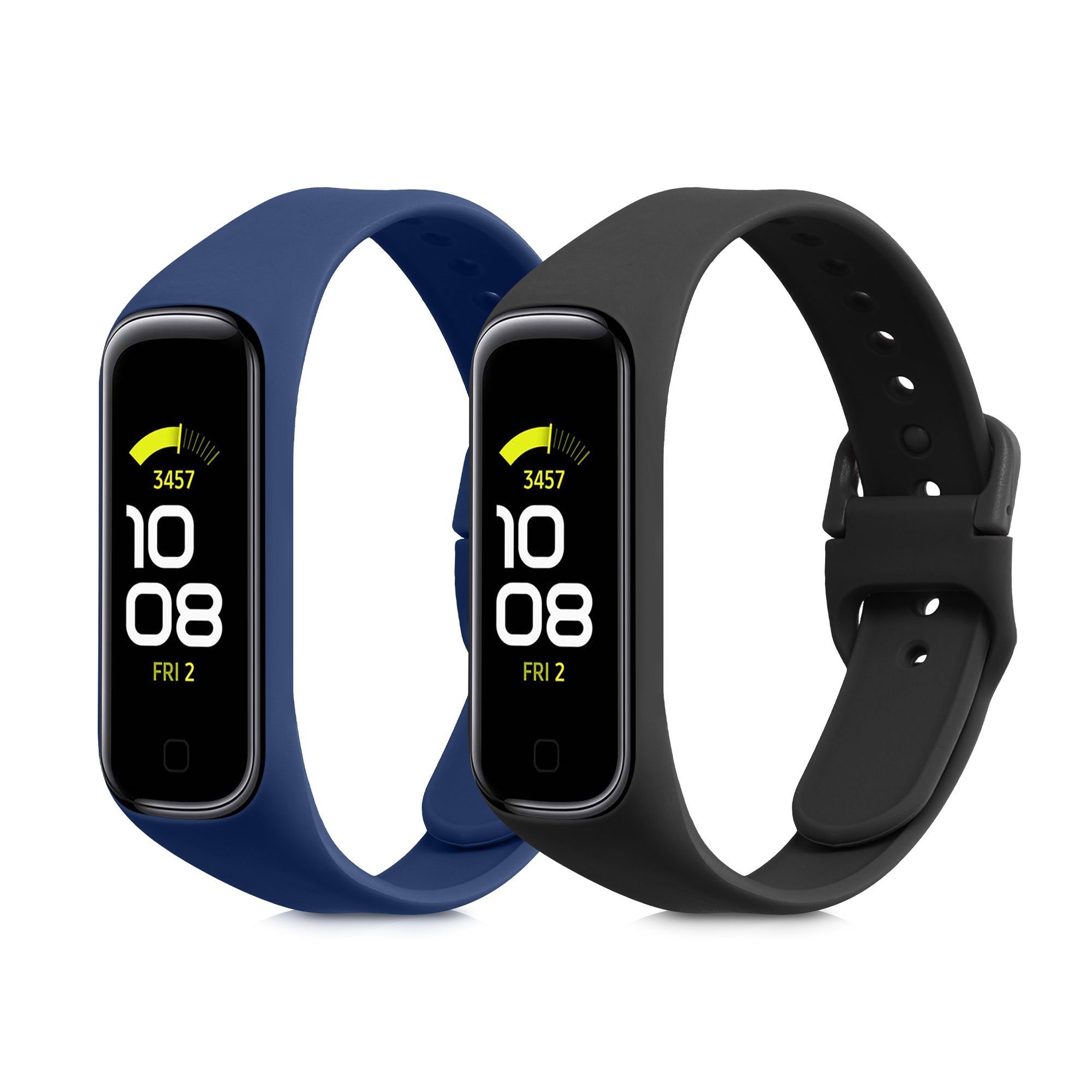 kwmobile Smartwatch-Armband 2x Uhrenarmband für Samsung Galaxy Fit 2 Armband, Fitnesstracker Band Set aus TPU Silikon - Ersatzarmband Smartwatch