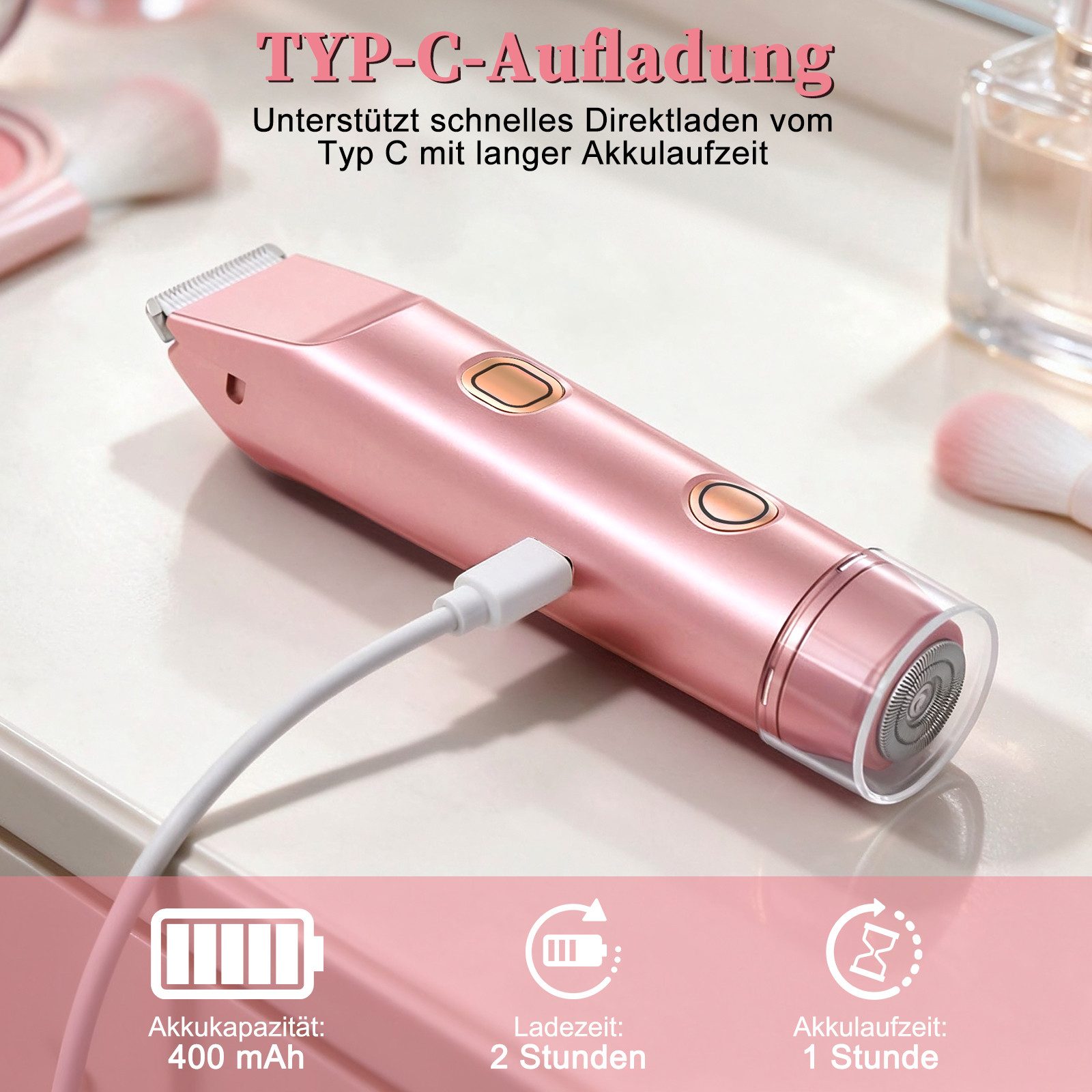 inschimmer Epilierer Rasierer Damen 2-in-1 Elektrischer Bikini Trimmer IPX7 Wasserdicht – Bild 5 von 5