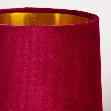 hofstein Tischleuchte goldfarbene Keramik Nacht Tisch Lese Lampe Samt Rot Wohn Schlaf Zimmer