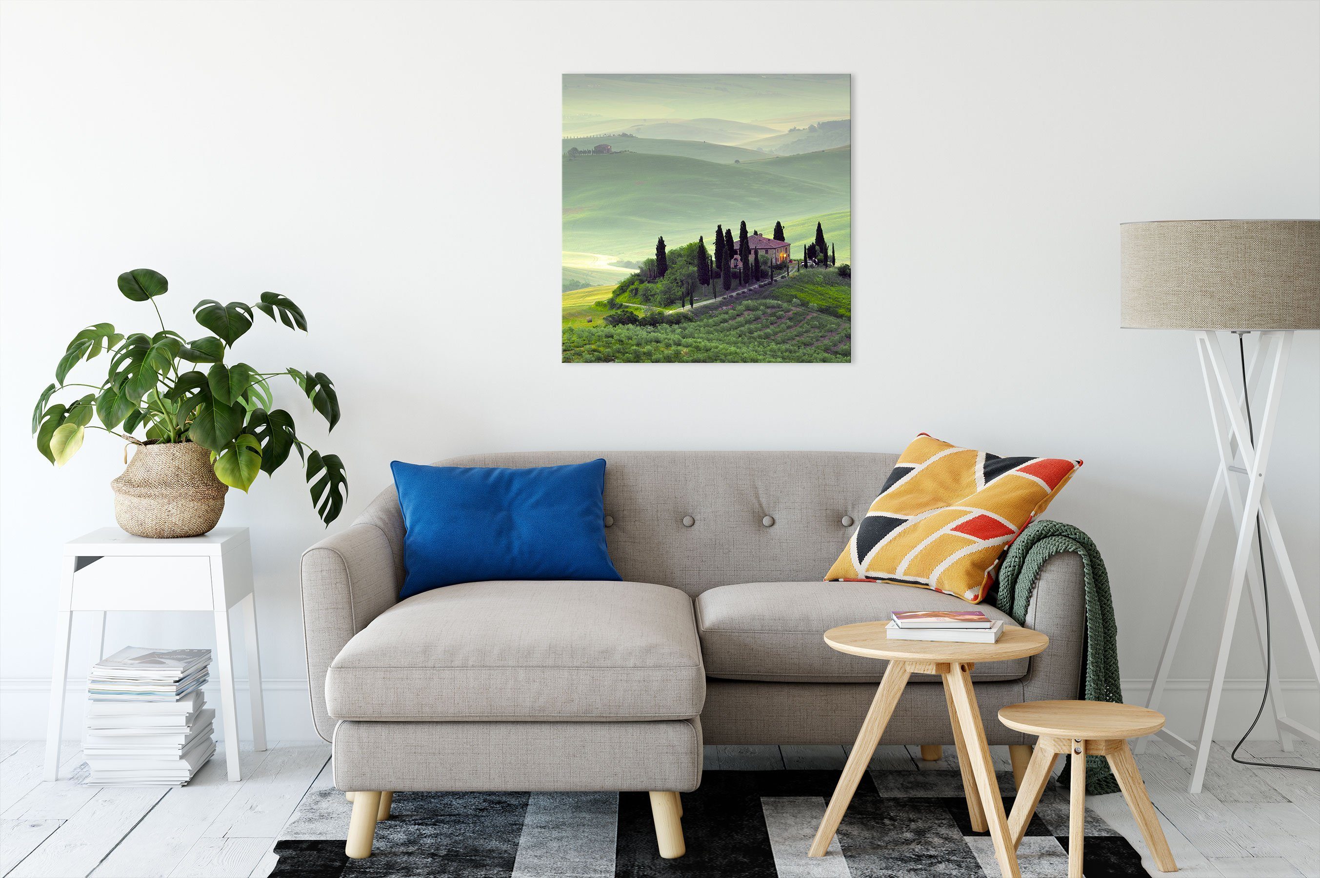 Wunderschöne St), (1 Pixxprint fertig Zackenaufhänger Toskana Leinwandbild inkl. Leinwandbild Wunderschöne Landschaft Landschaft, Toskana bespannt,