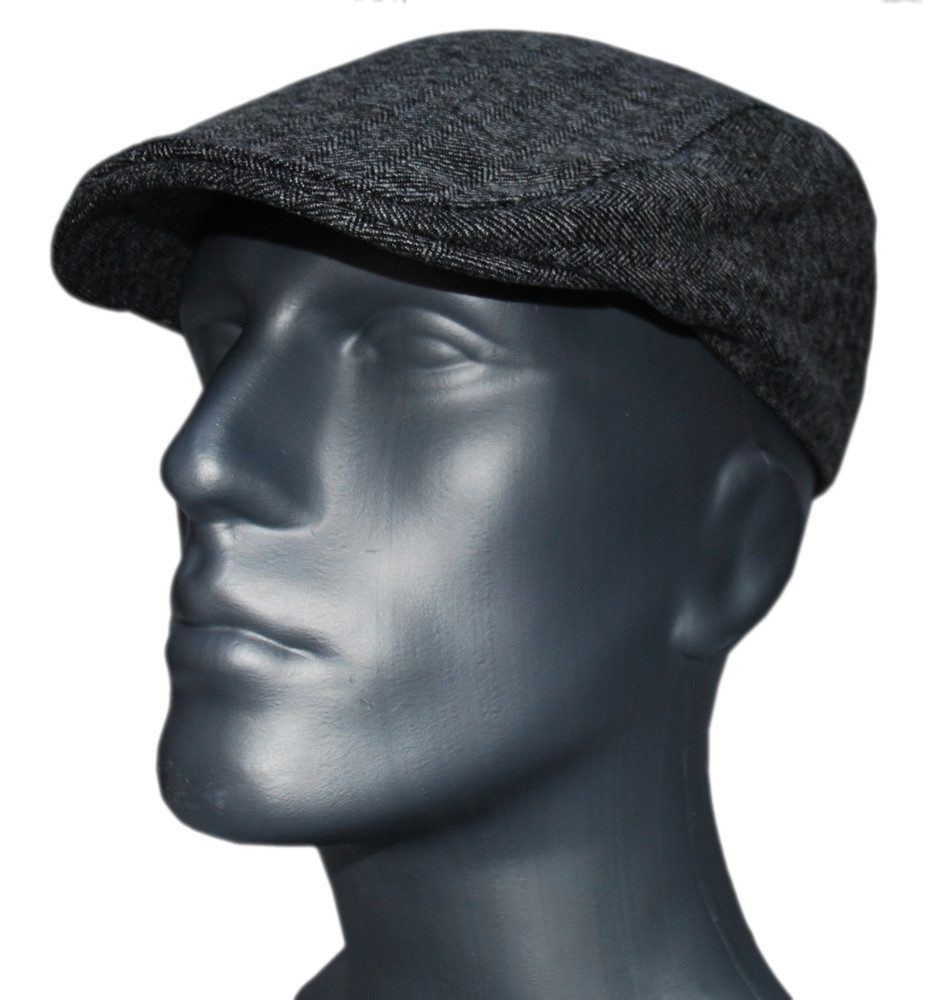 Cool4 Schiebermütze CLASSIC FLATCAP Baumwolle Heringbone Fischgrät Klassisch graues Heringbone Muster