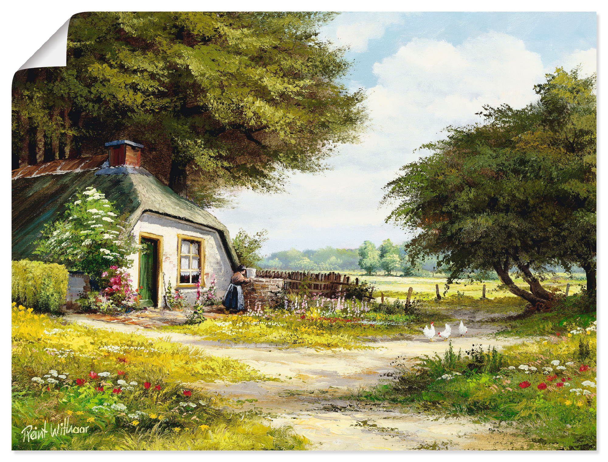 Artland Wandbild Bauernhaus, Garten (1 St), als Leinwandbild, Wandaufkleber oder Poster in versch. Größen