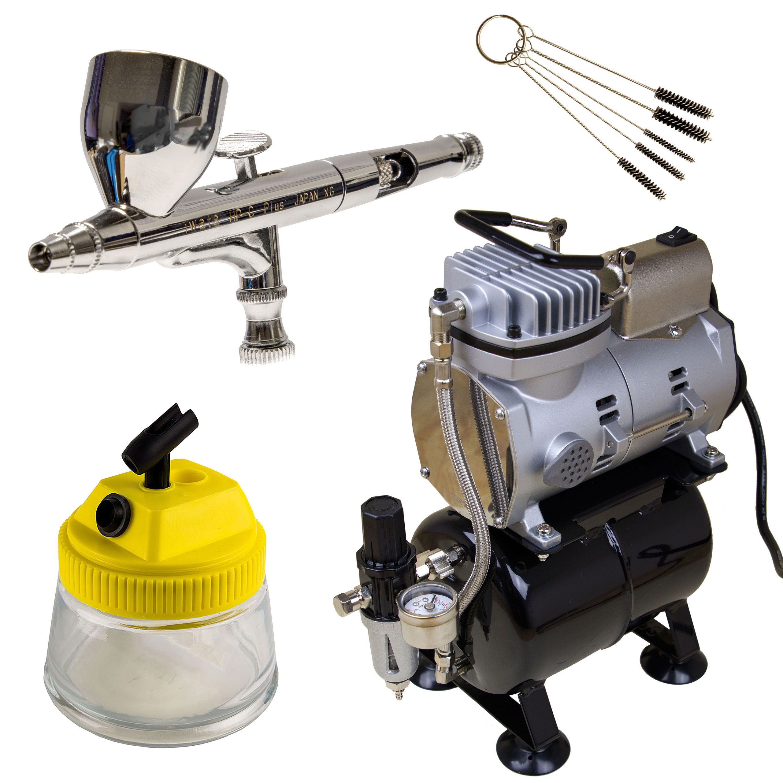 Airbrush-City Airbrush-Kompressor Sparmax TC-610H + Iwata HP-C Plus Airbrushpistole - Fine Art - Set 12