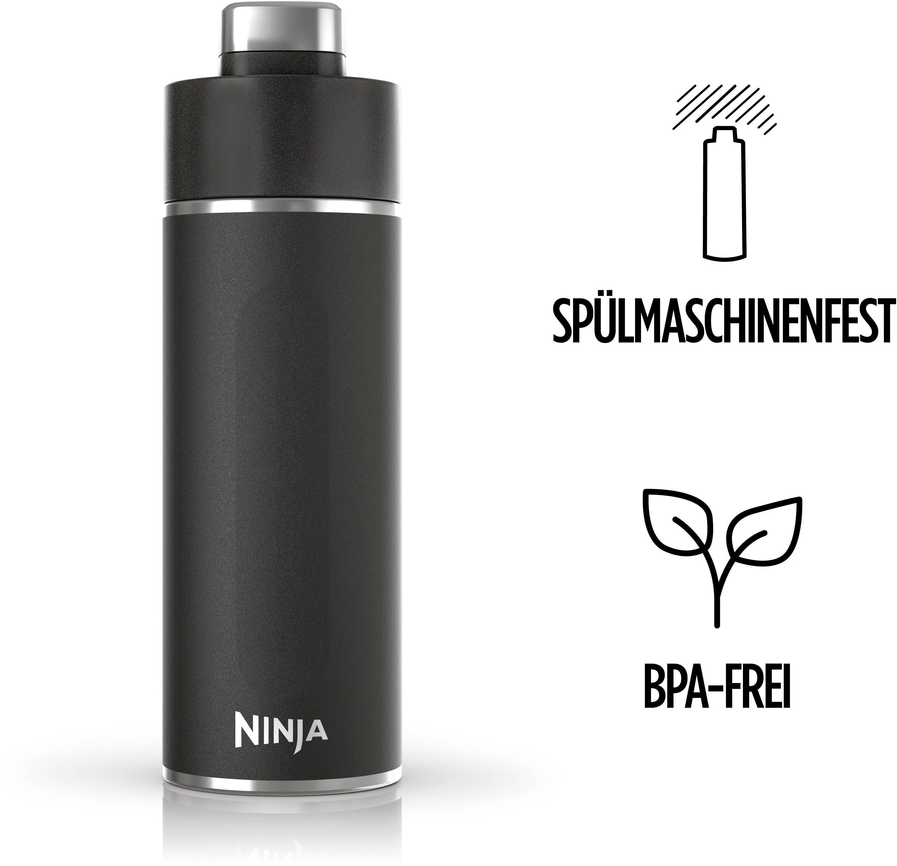 NINJA Isolierflasche Ninja Thirsti Reiseflasche – 530 ml DW1801EUU / 700 ml DW2401EUU, Getränke bleiben 24 Stunden kalt, 12 Stunden heiß, Eis hält 2 Tage